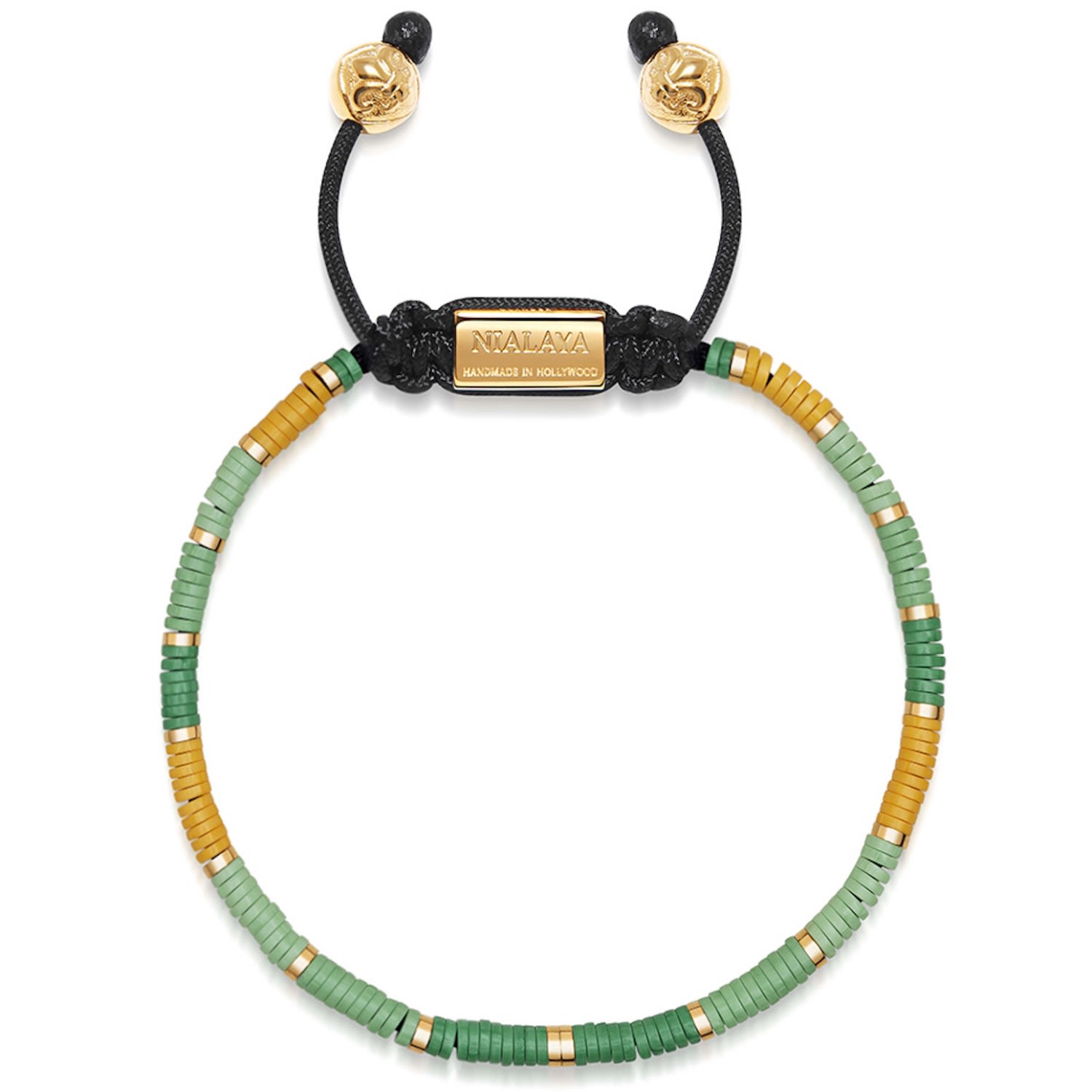 Gold / Green Men’s Beaded Bracelet With Green Mini Disc Beads Nialaya