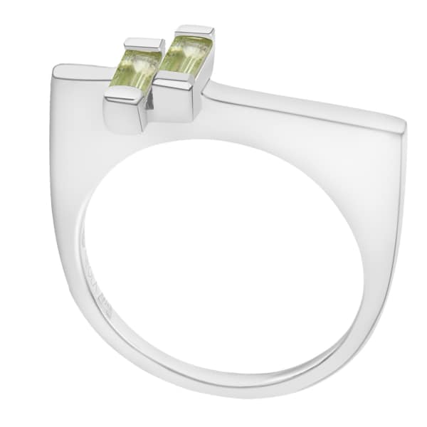 Neola Anais Sterling Silver Stacking Ring With Peridot In Stacking