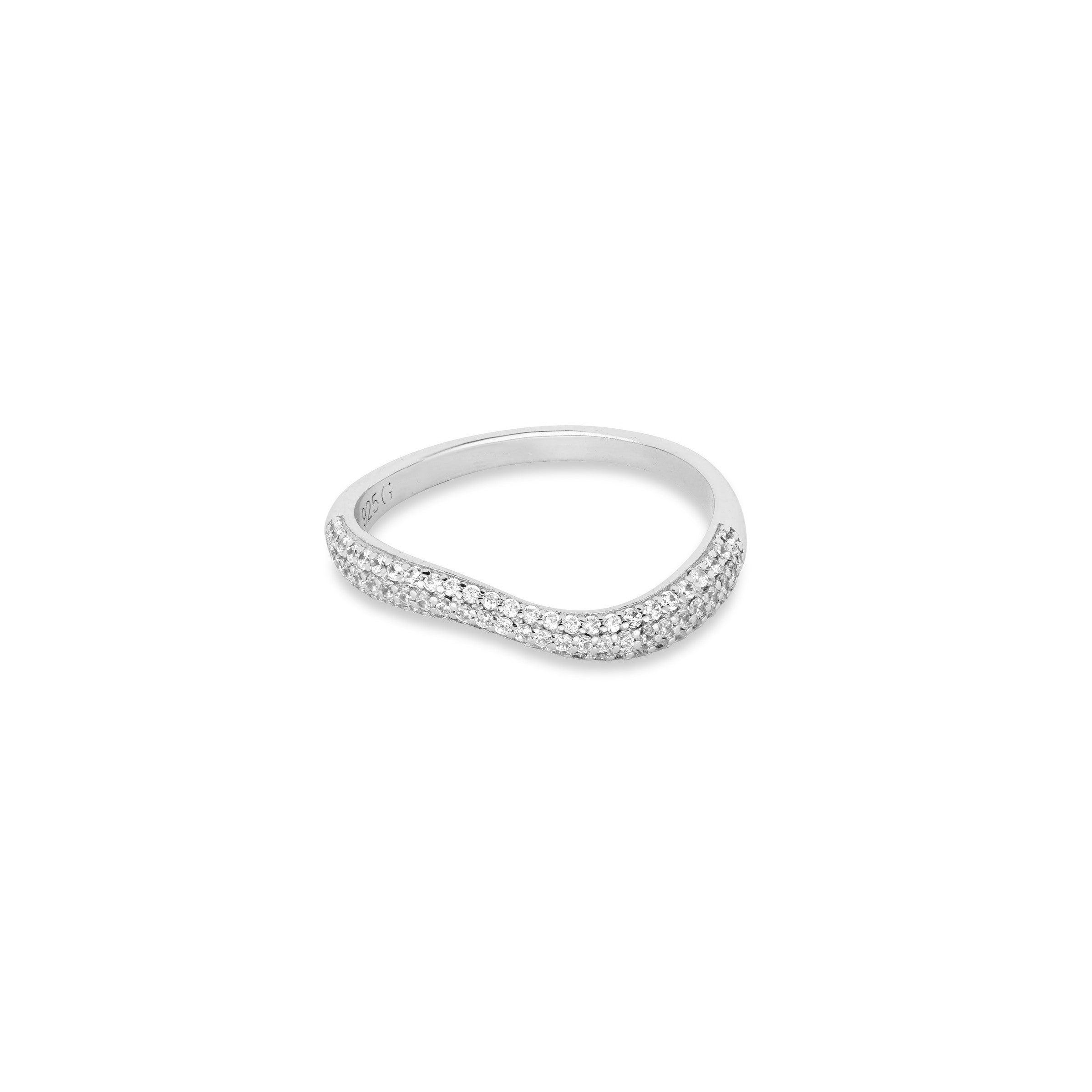 Gold Trip Women's Crystal Wave Ring In Silver In Silver
