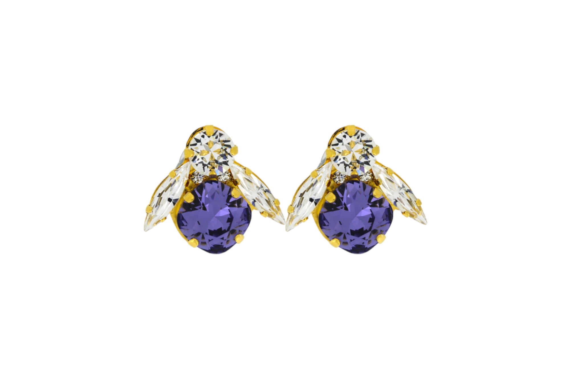 Vickisarge Women's The Big Purple Bee Earrings In Gold - Clip In Purple