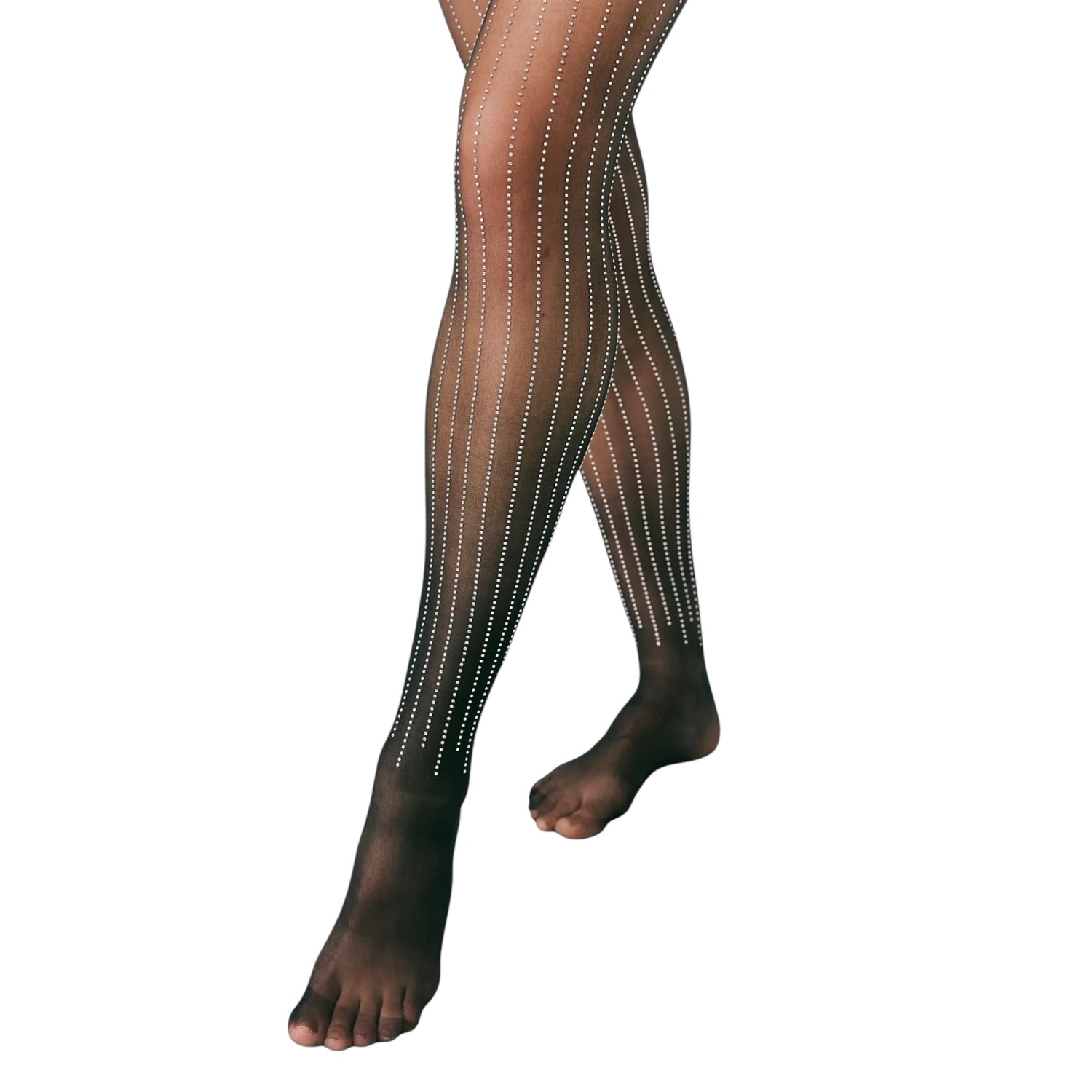 High Heel Jungle By Kathryn Eisman Women's Linear Crystal Tights - Black Small Medium In Black