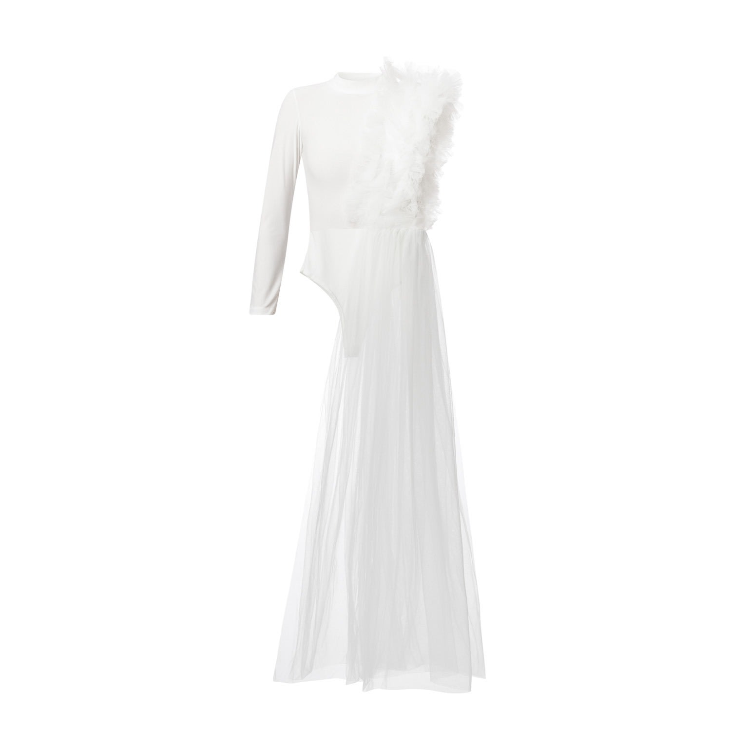 Lia Aram Women's Deconstructed White Maillot Top In White