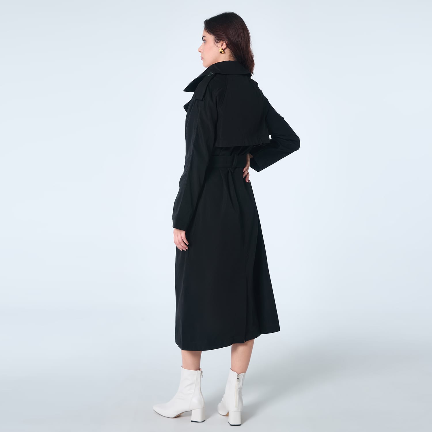 Classic Trench Coat With One Flap - Black | Smart and Joy | Wolf