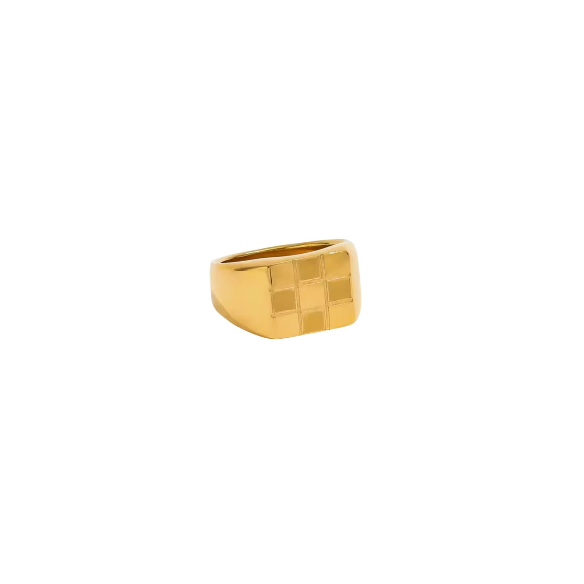 Adiba Women's Gold Squares Pattern Stainless Steel Ring