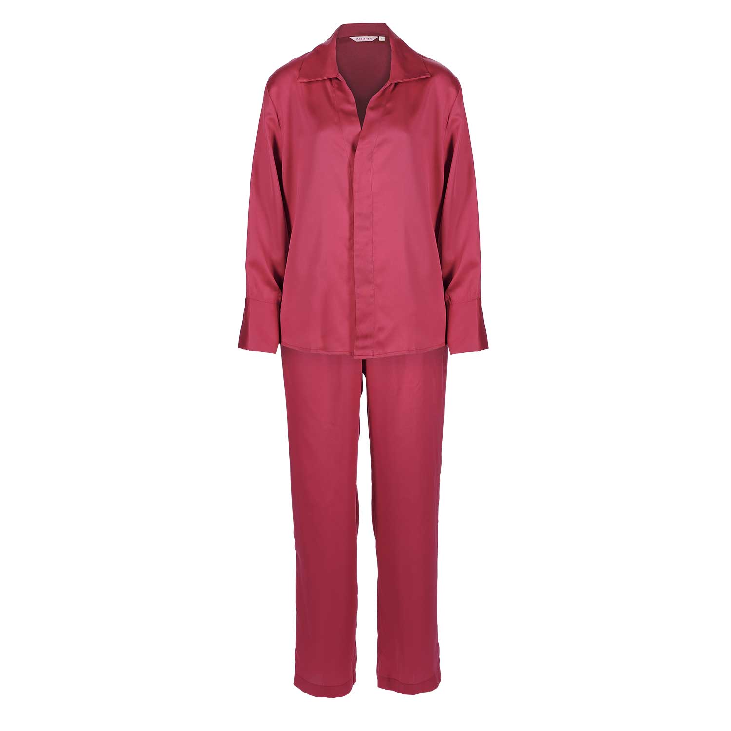 Women’s Red Zen Long Pyjama Set - Chilli Medium Pasithea Sleep