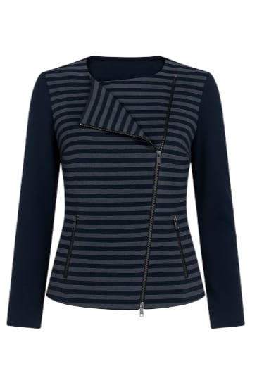 Conquista Women's Blue Striped Knit Jacket In Blue