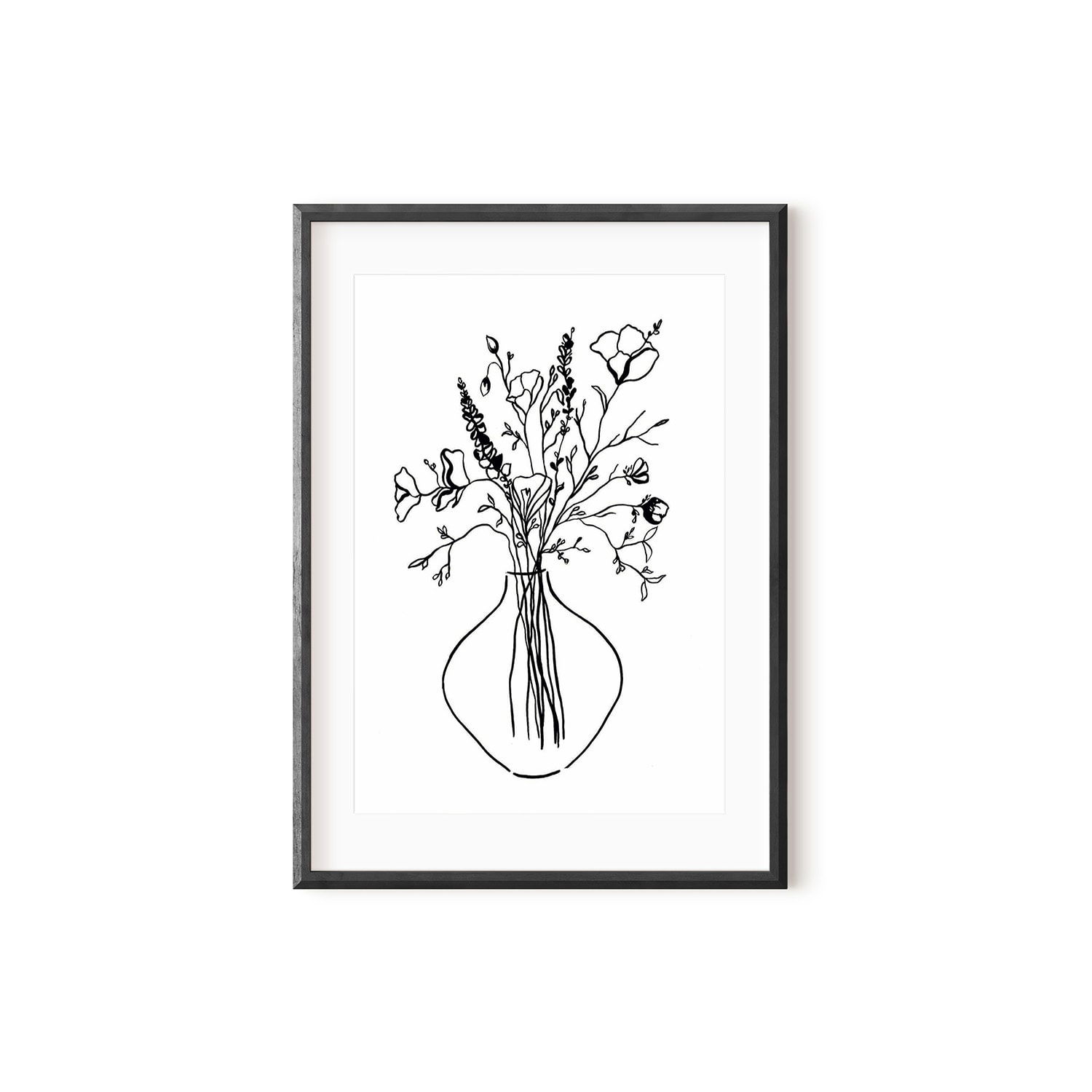 Black / White Wild One Still Life Ink Drawing Print A3 297 X 420Mm Emily M Art & Design