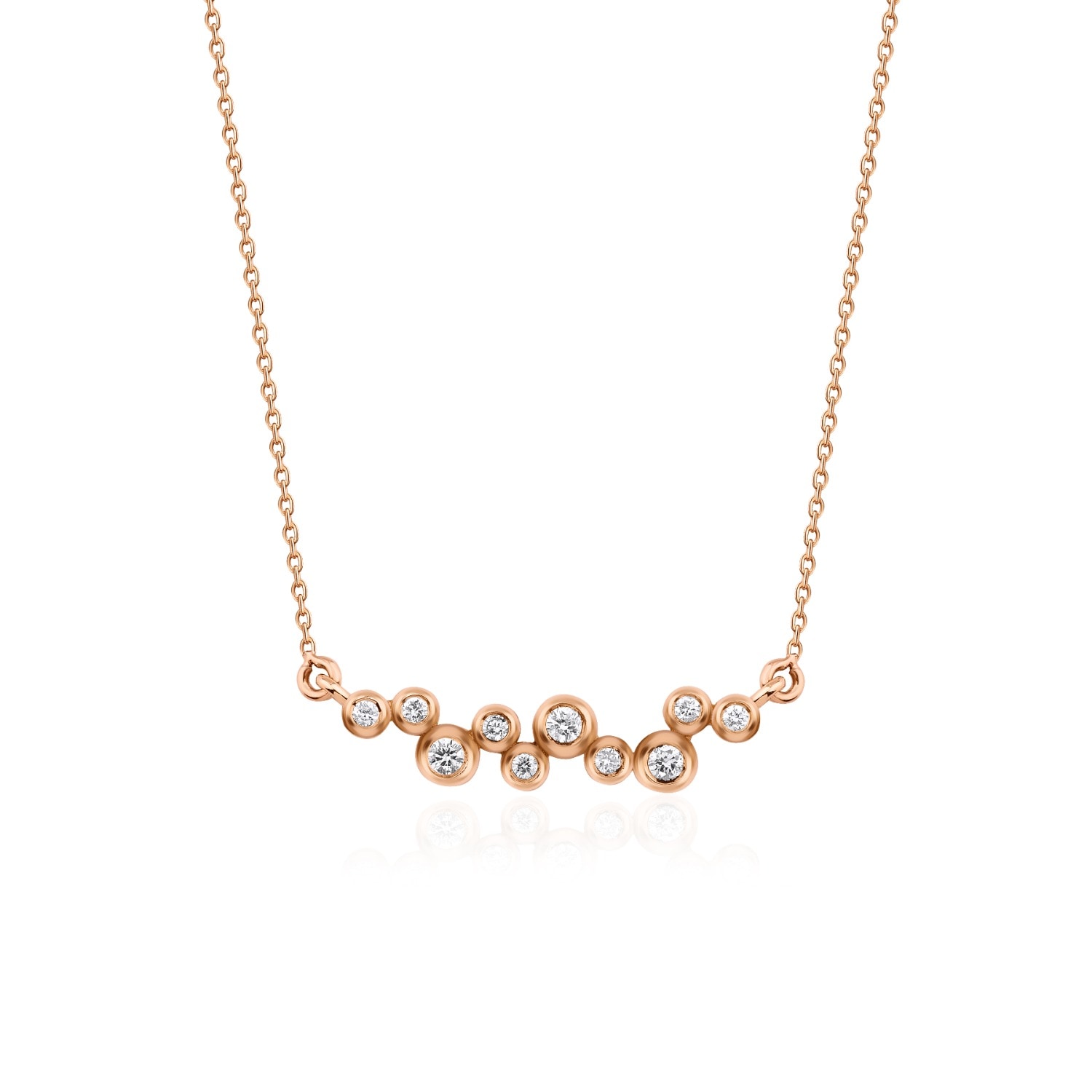 Melez Mini Atelier Women's Gold / Rose Gold Bubble Necklace - Solid Rose Gold With Diamonds