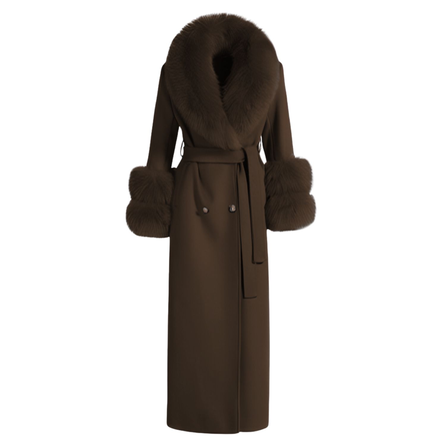 Hortons England Women's Mayfair Cashmere Long Coat Chocolate Brown