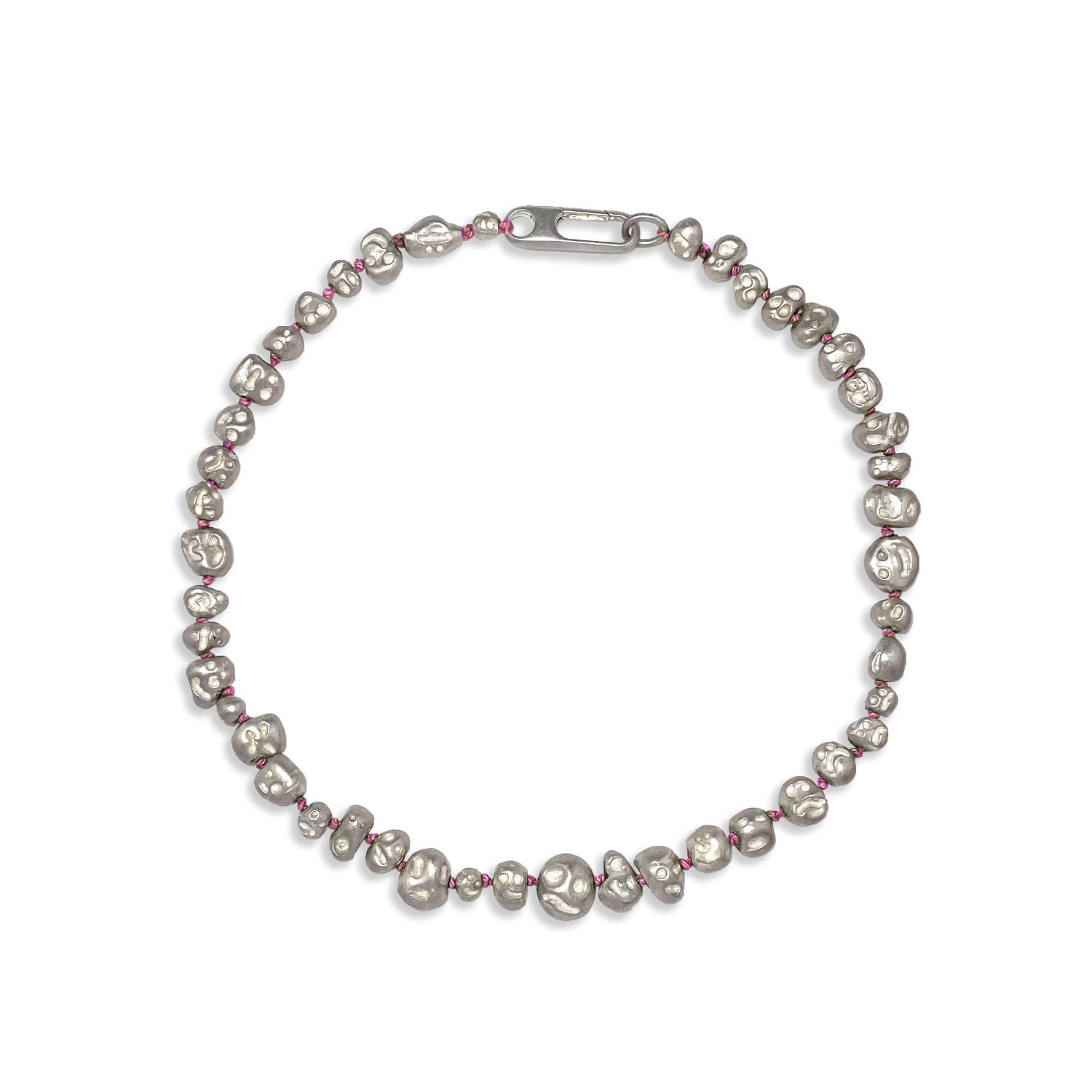 Women’s Silver / Pink / Purple Silver Lil Head Necklace With Neon Pink Thread Iona Hindmarch Bisset