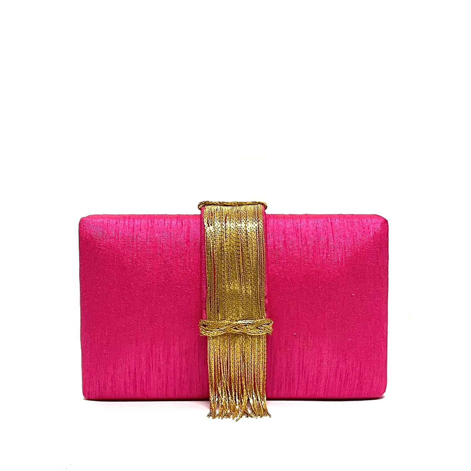 Simitri Women's Gold / Pink / Purple Cranberry Sauce Fringe Clutch