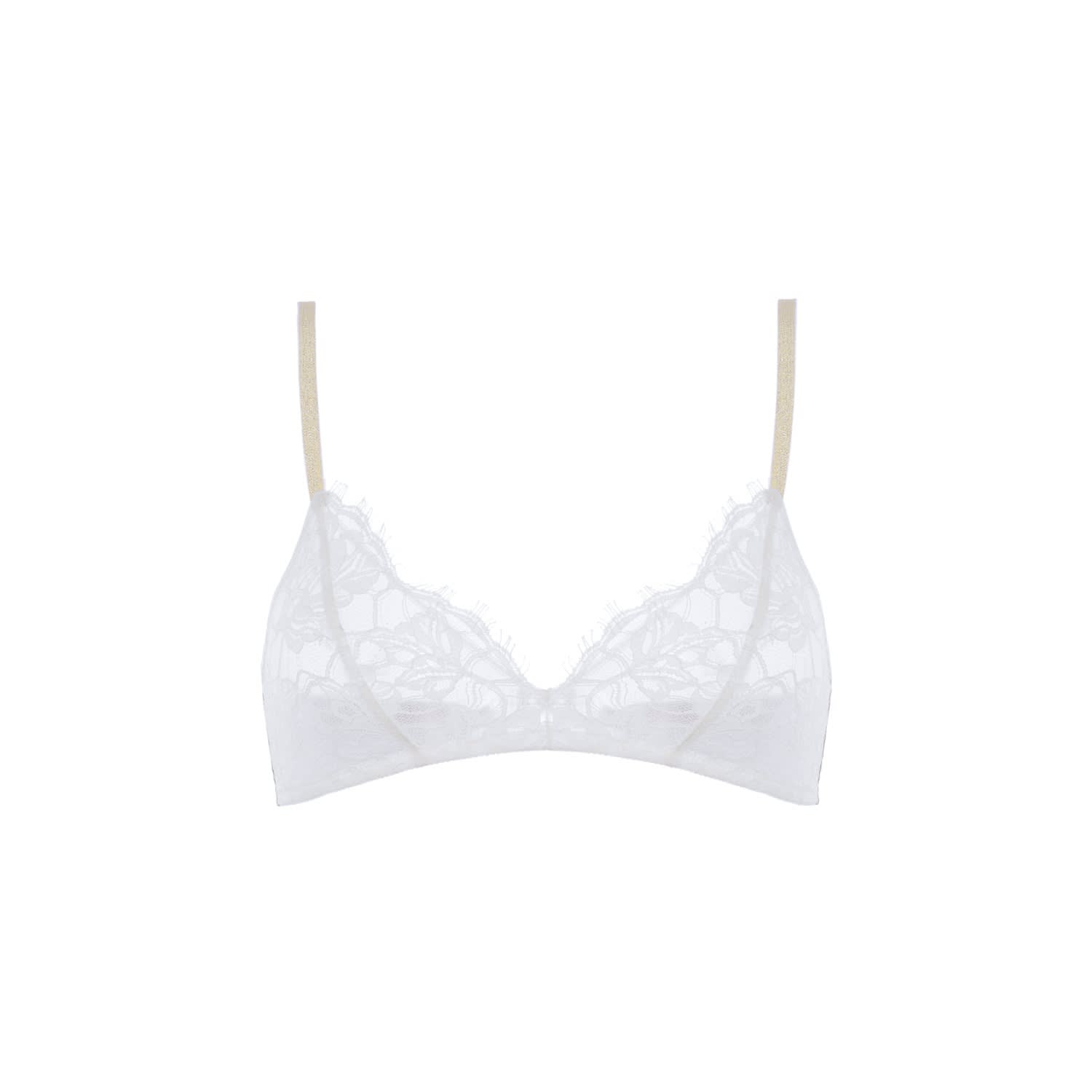 Silk & Cotton Lace Bodysuit - White & Sand - Grace by SAETA Paris