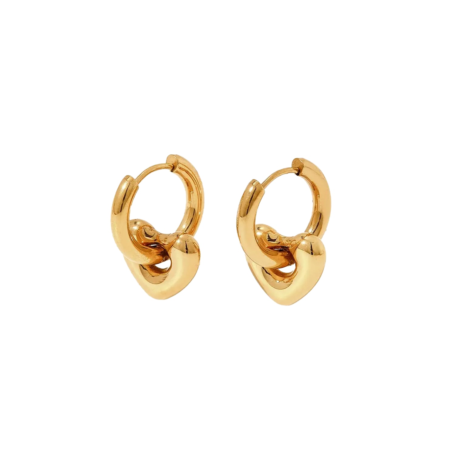Outofoffice Women's Puffy Heart Gold Earring Charm 18k Hoop