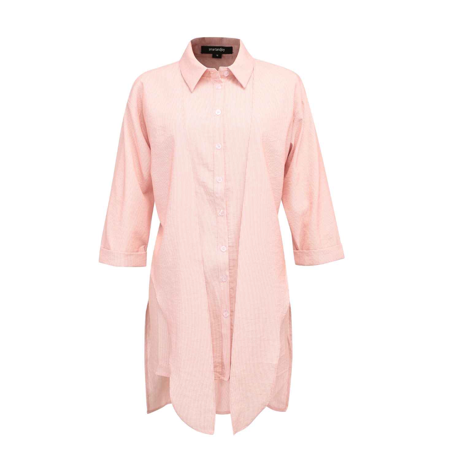 Smart And Joy Women's Long Shirt With Knotted Panels In Front - Rose Gold In Rose Gold