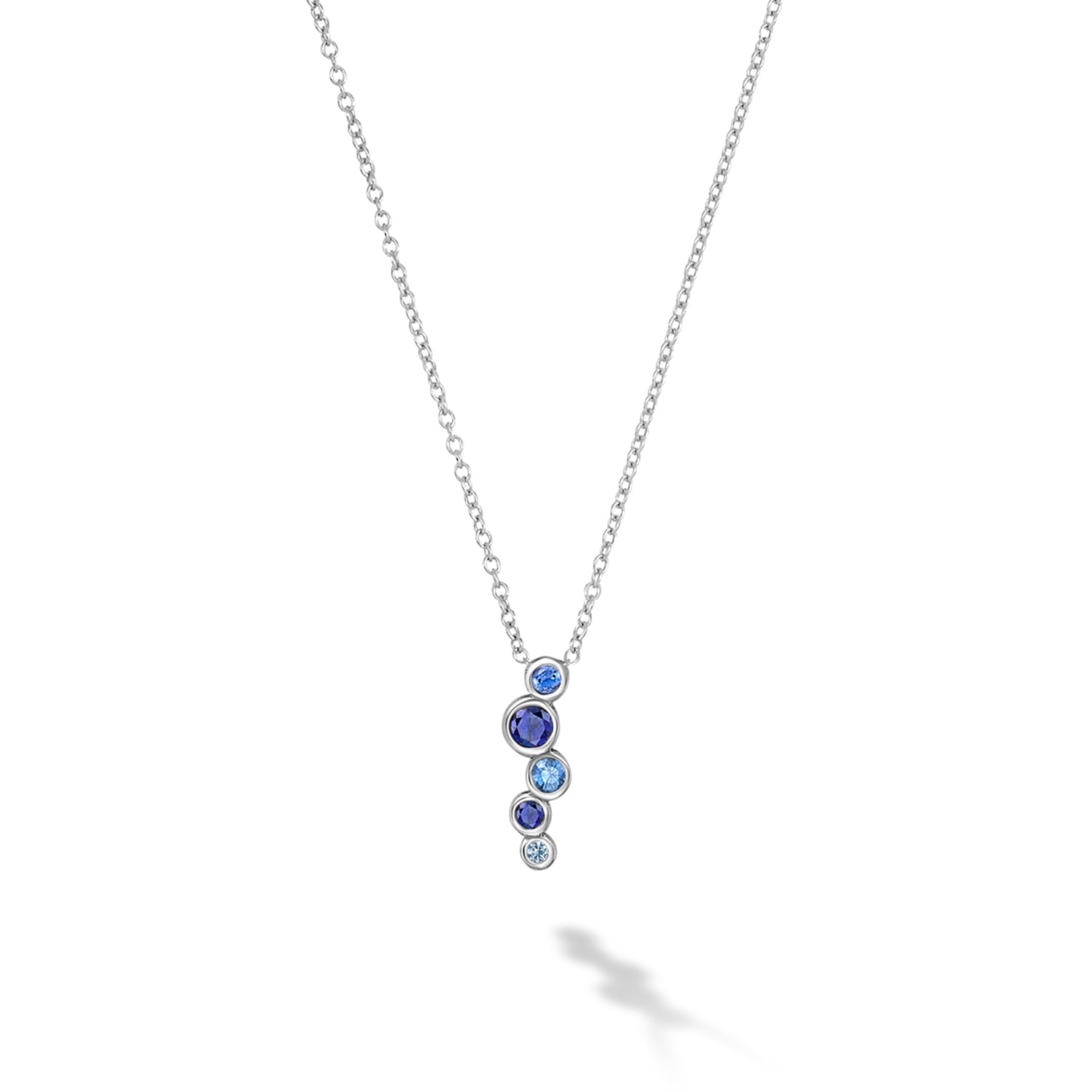 Dower & Hall Women's Fine White Gold Sapphire & Aquamarine Small Cascade Pendant In Metallic