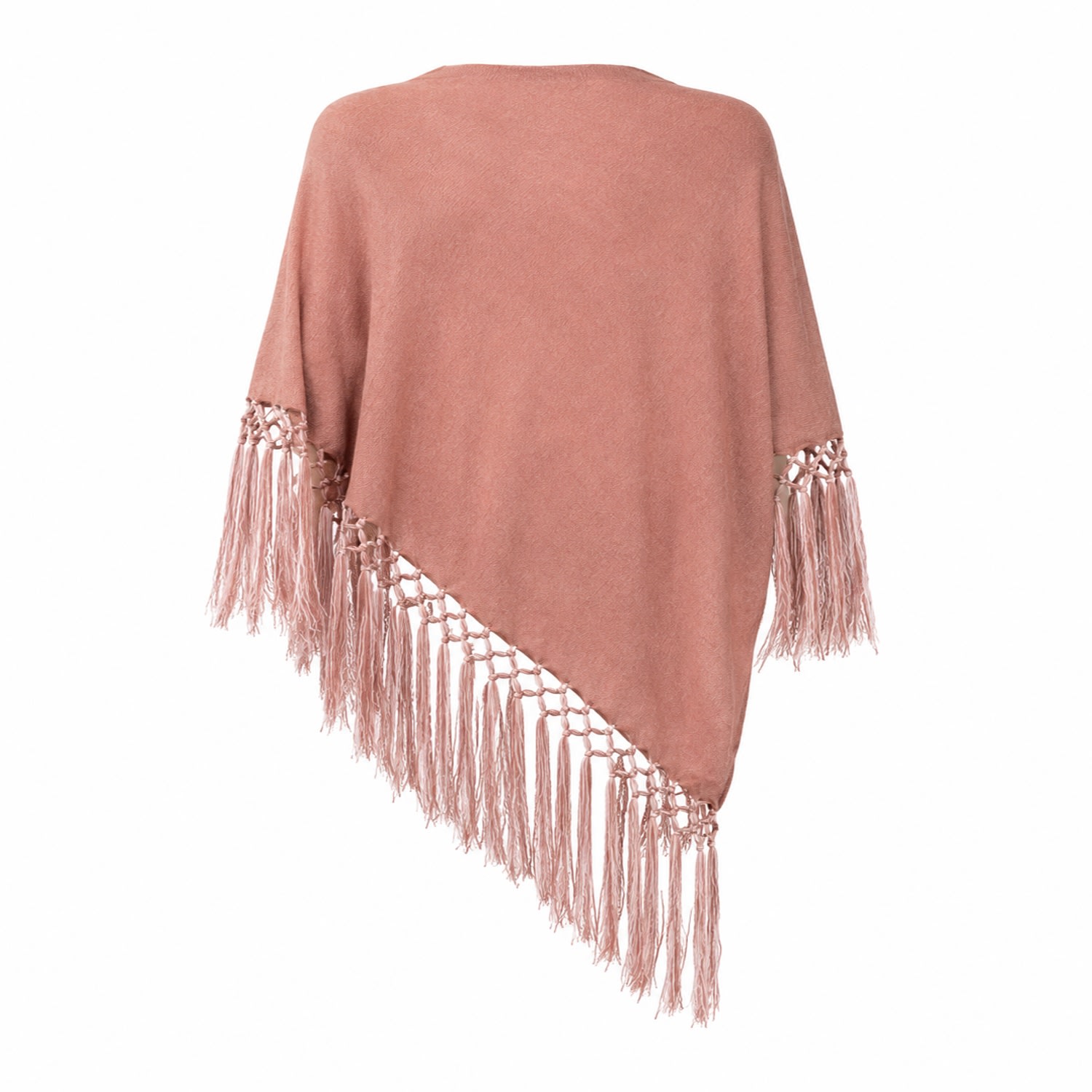 Pink Women’s Pure Linen Poncho With Hand-Creafted Fringes | One Size | I Rocchi Cashmere