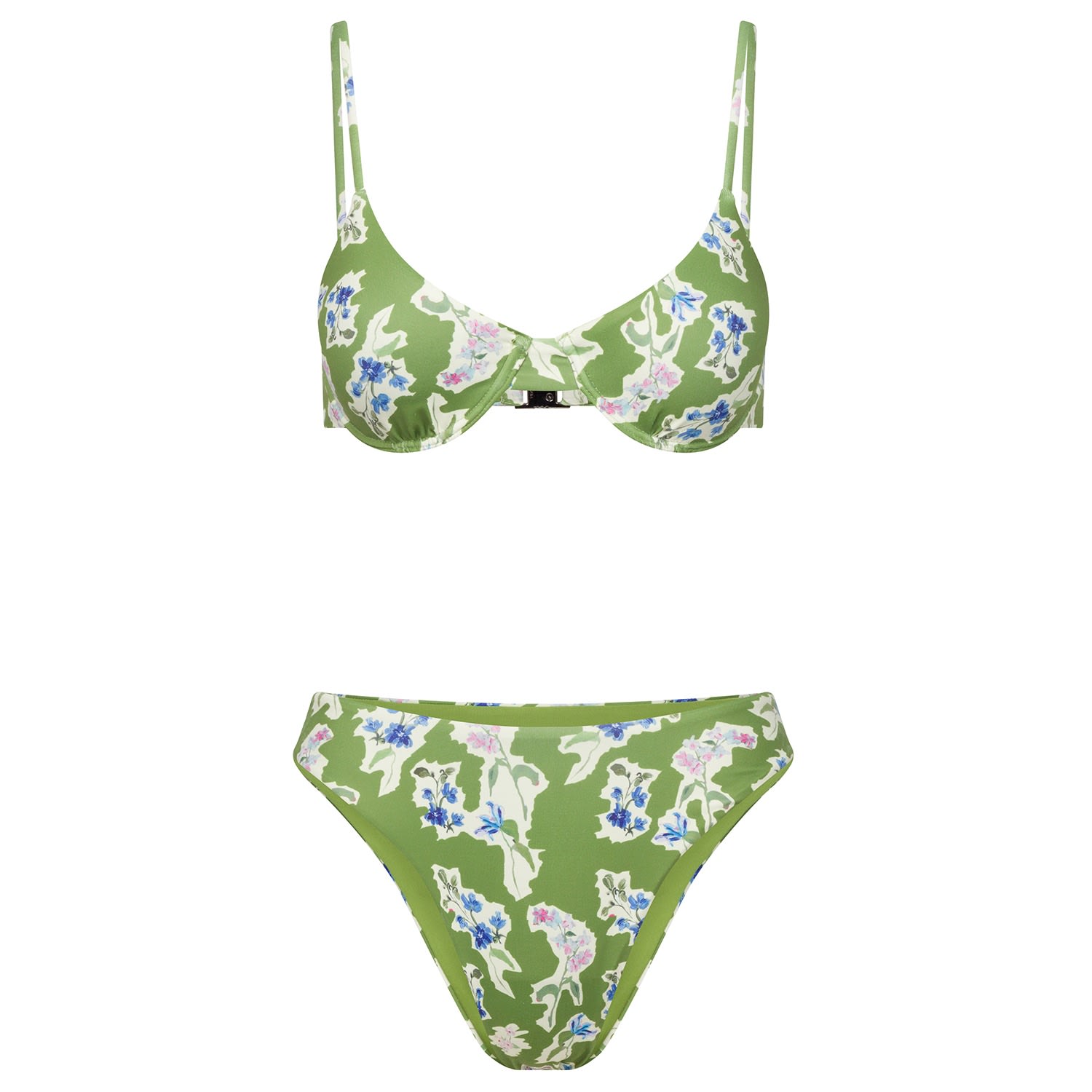 Hope & Ivy Women's Green The Hyacinth Floral Print Bikini