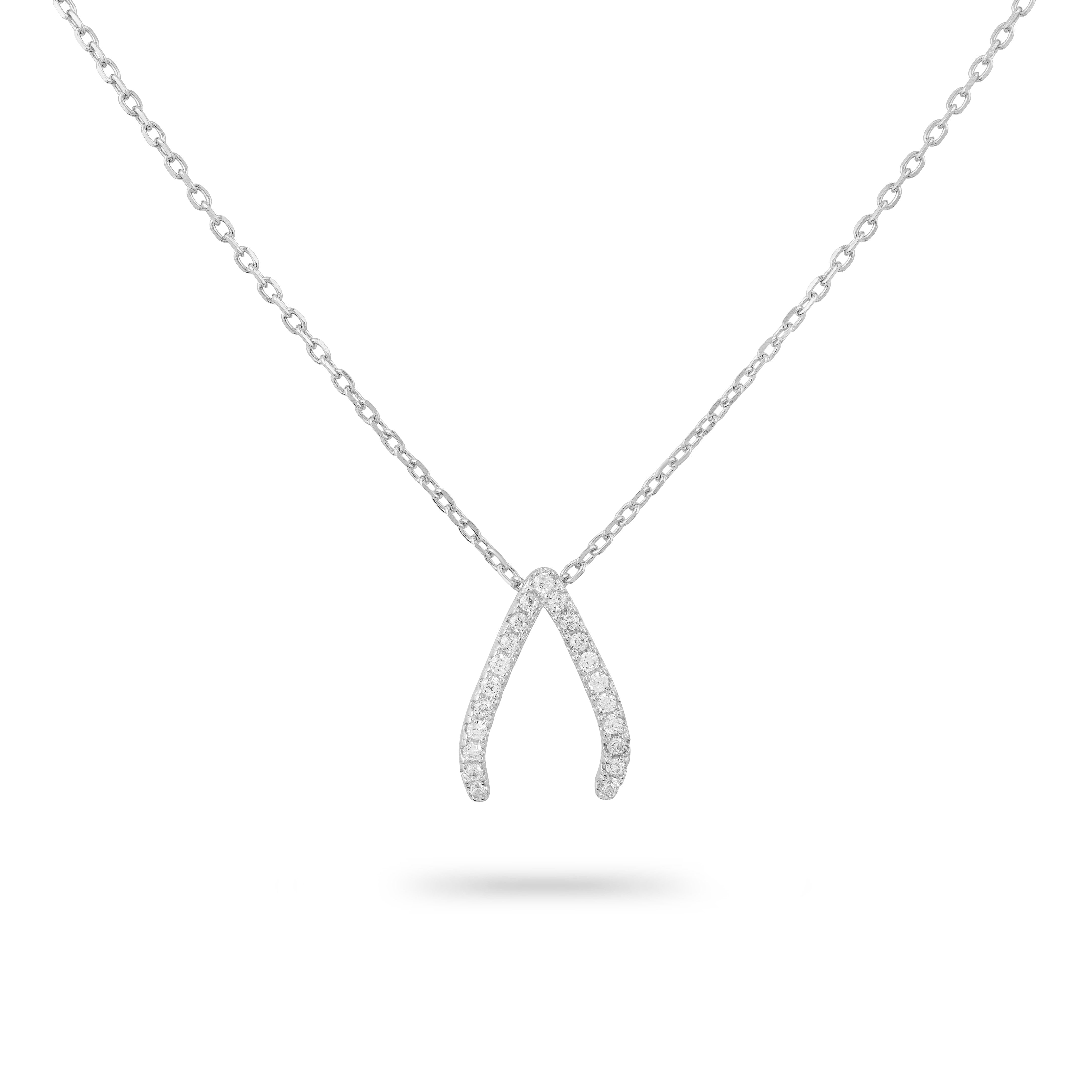 Women’s Sparkling Wishbone Necklace In Silver Gold Trip