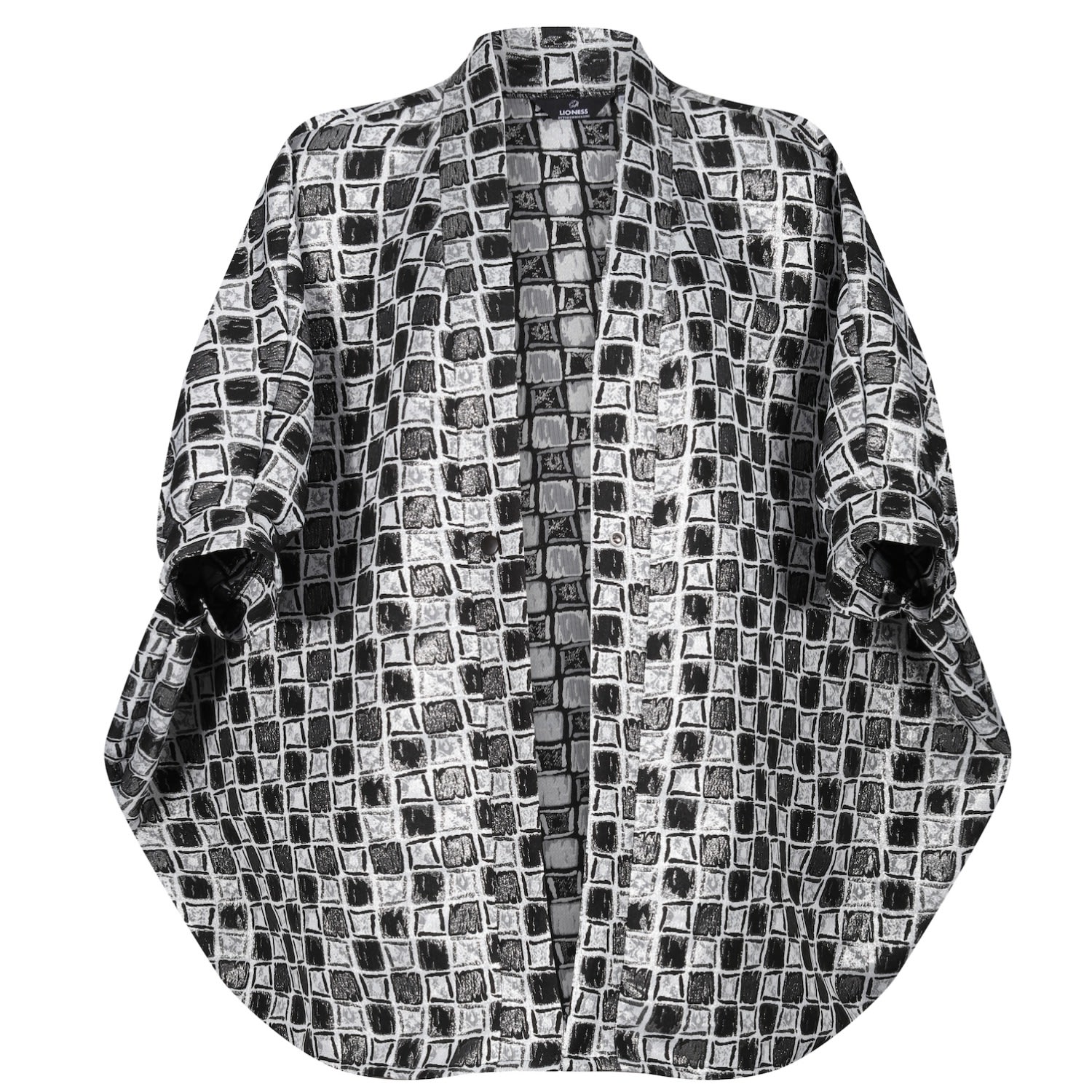 Lioness By Tf Women's Black / Silver Black Squared Short Kimono Jacket