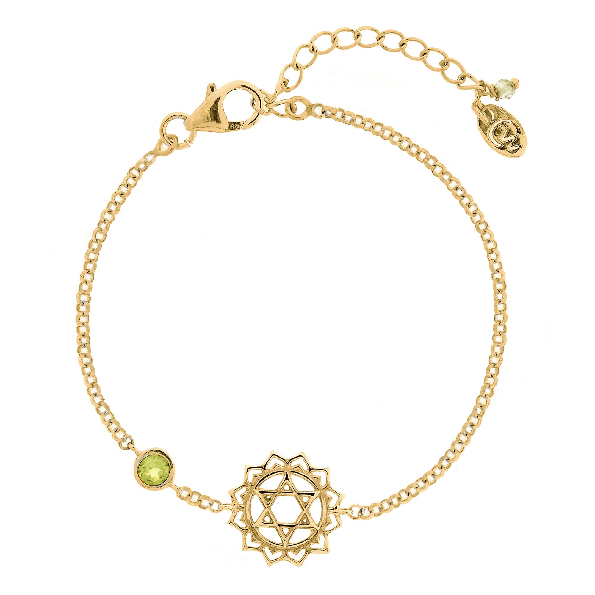 Women’s Heart Chakra Gold Vermeil Bracelet - Peridot Charlotte’s Web Jewellery