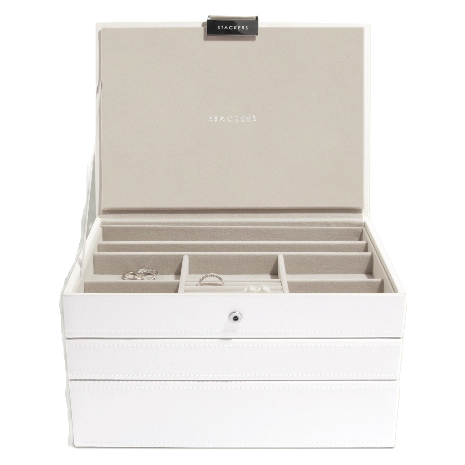 Stackers Women's  Classic White Jewellery Box Set Of Three In White