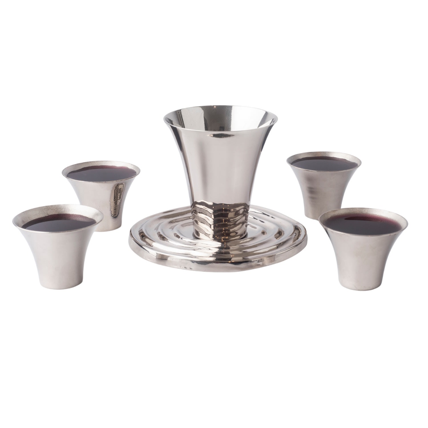 Silver Overflow Cup & Four Brass Copitas Set . Bruci Editora De Diseño