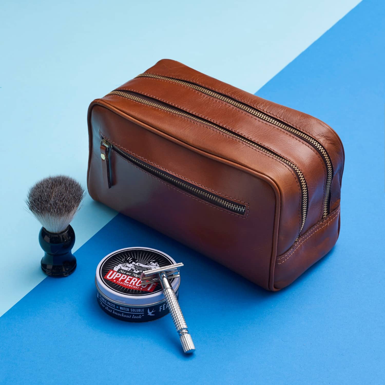 Brown Small Leather Wash Bag — High On Leather