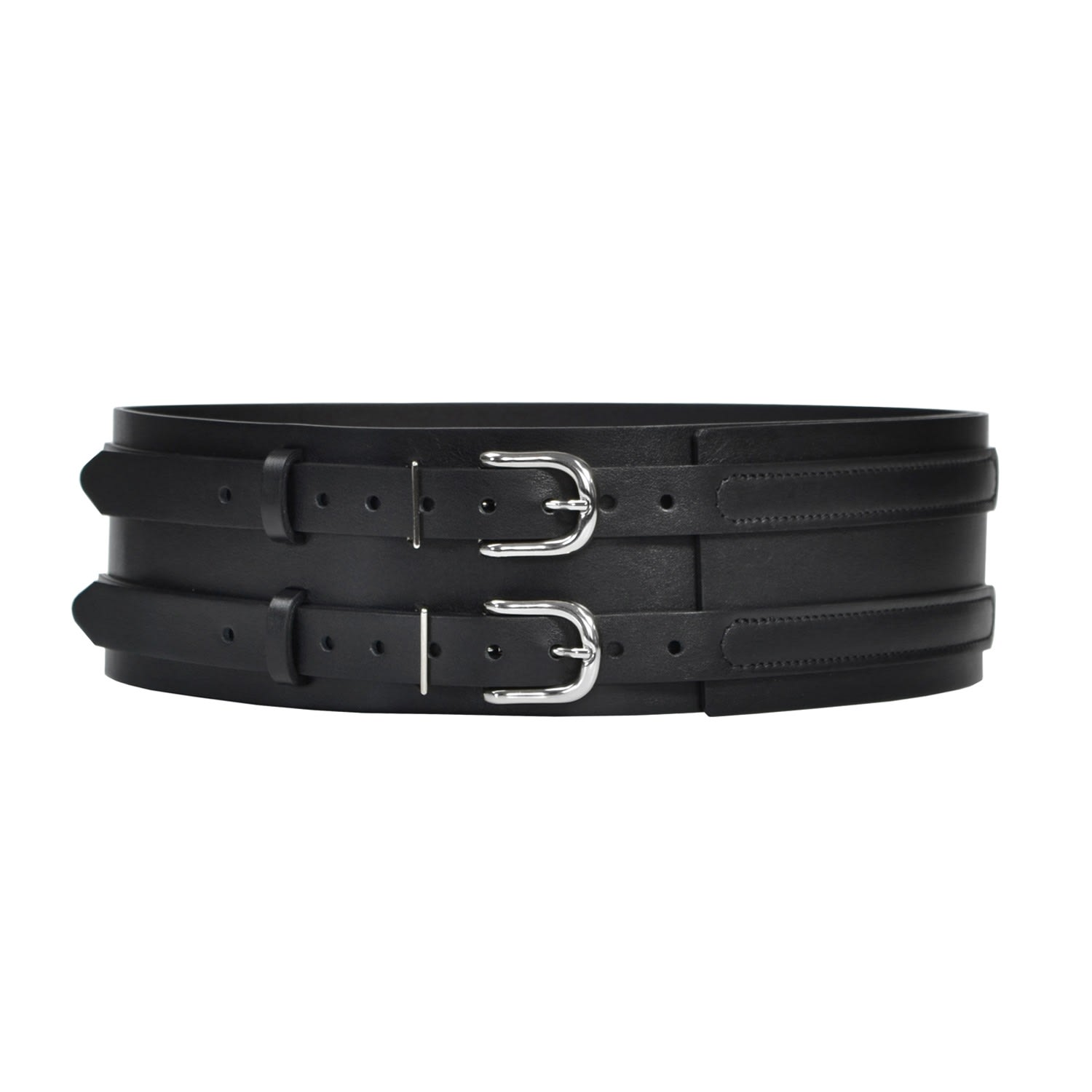 Haute Cuir Women's Black Patrician Wide Leather Belt In Black