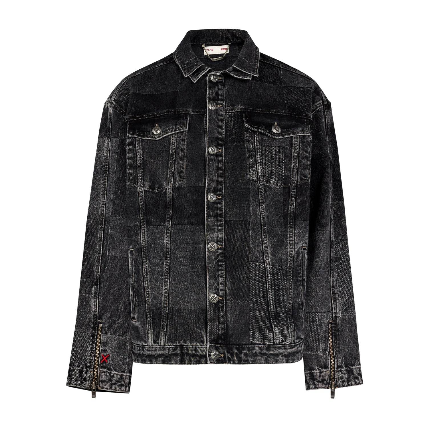 Pcfg Men's Grey / Black Your Itch Colorblocked Denim Jacket - Black In Black