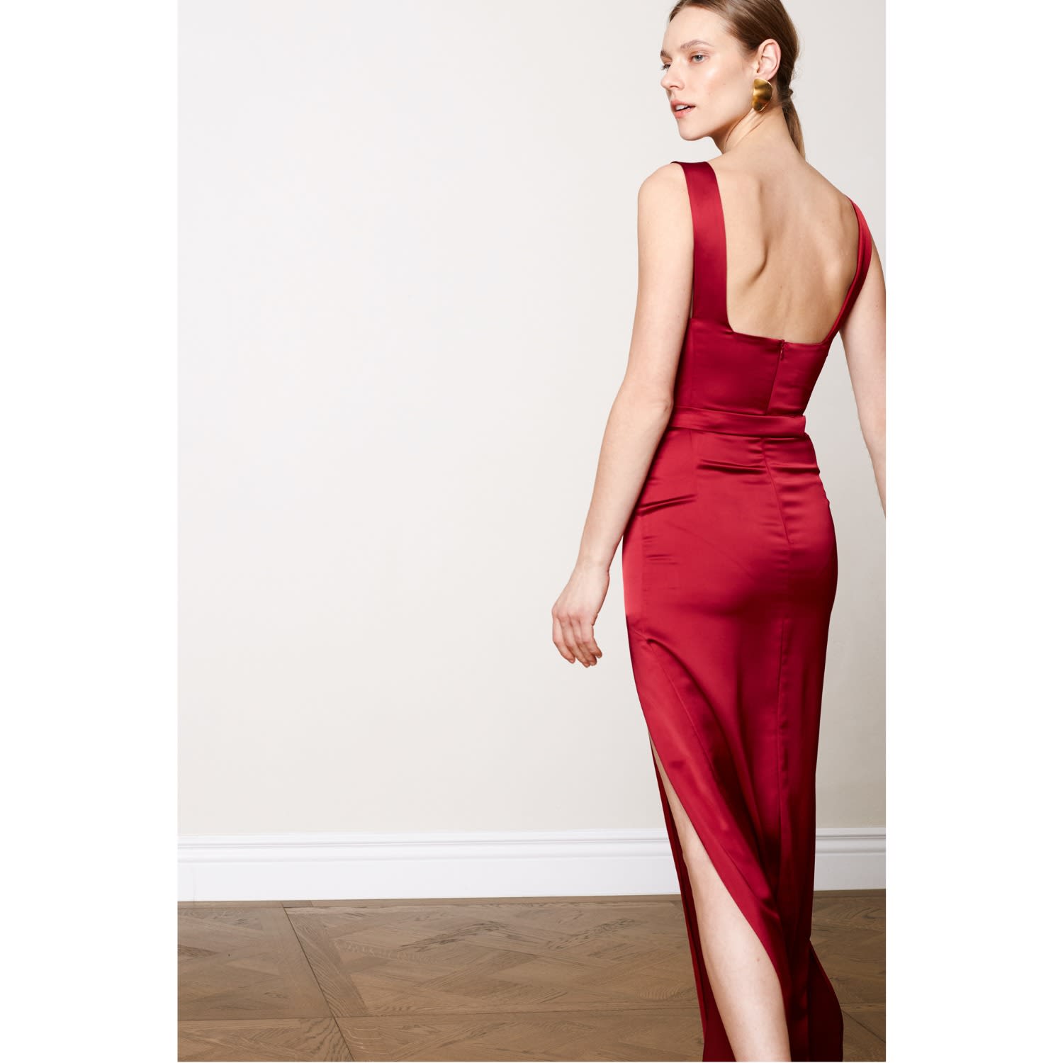 satin maxi evening dress