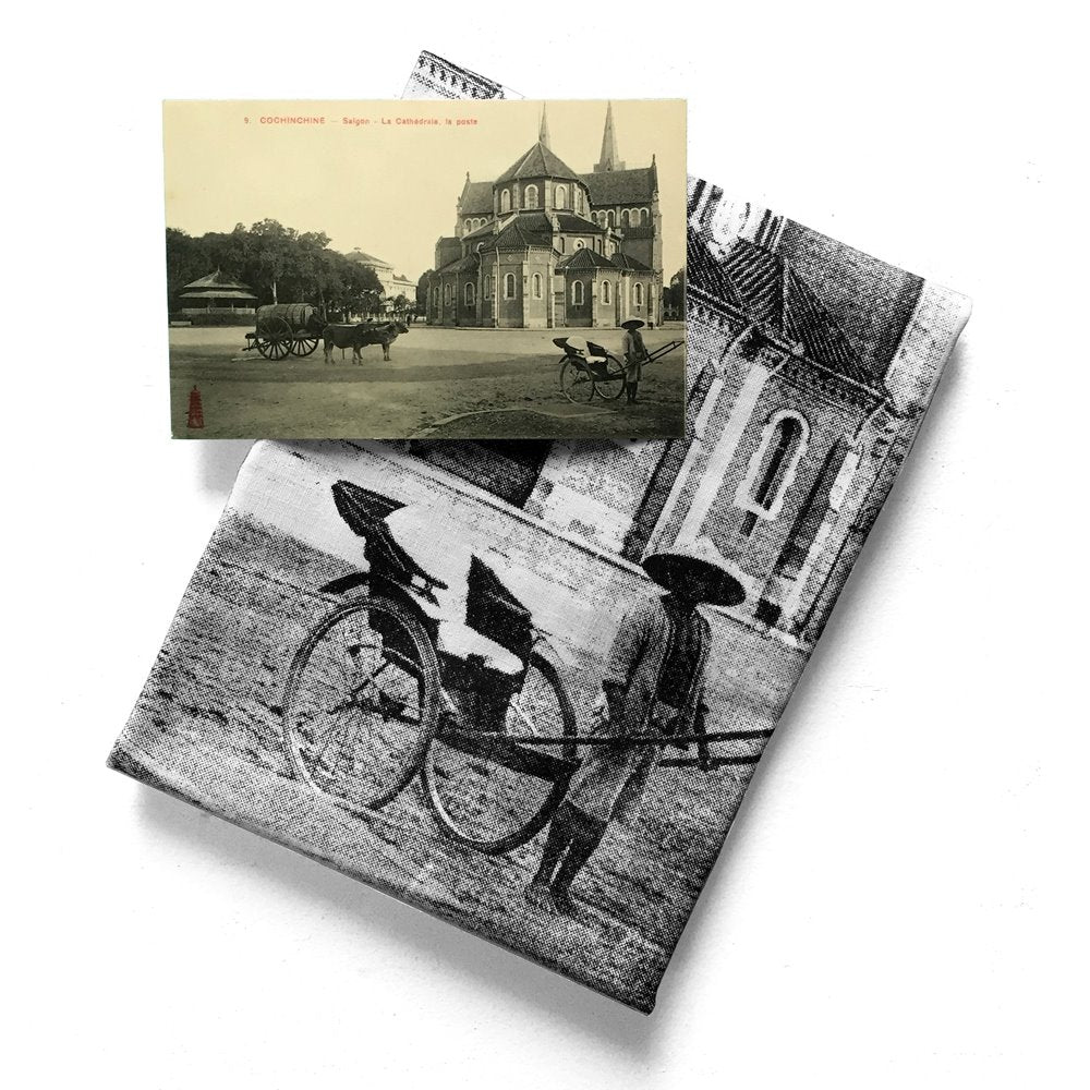 The Annam House La Cathedrale Et La Poste, Saigon - Cathedral Tea Towel In Beige/black