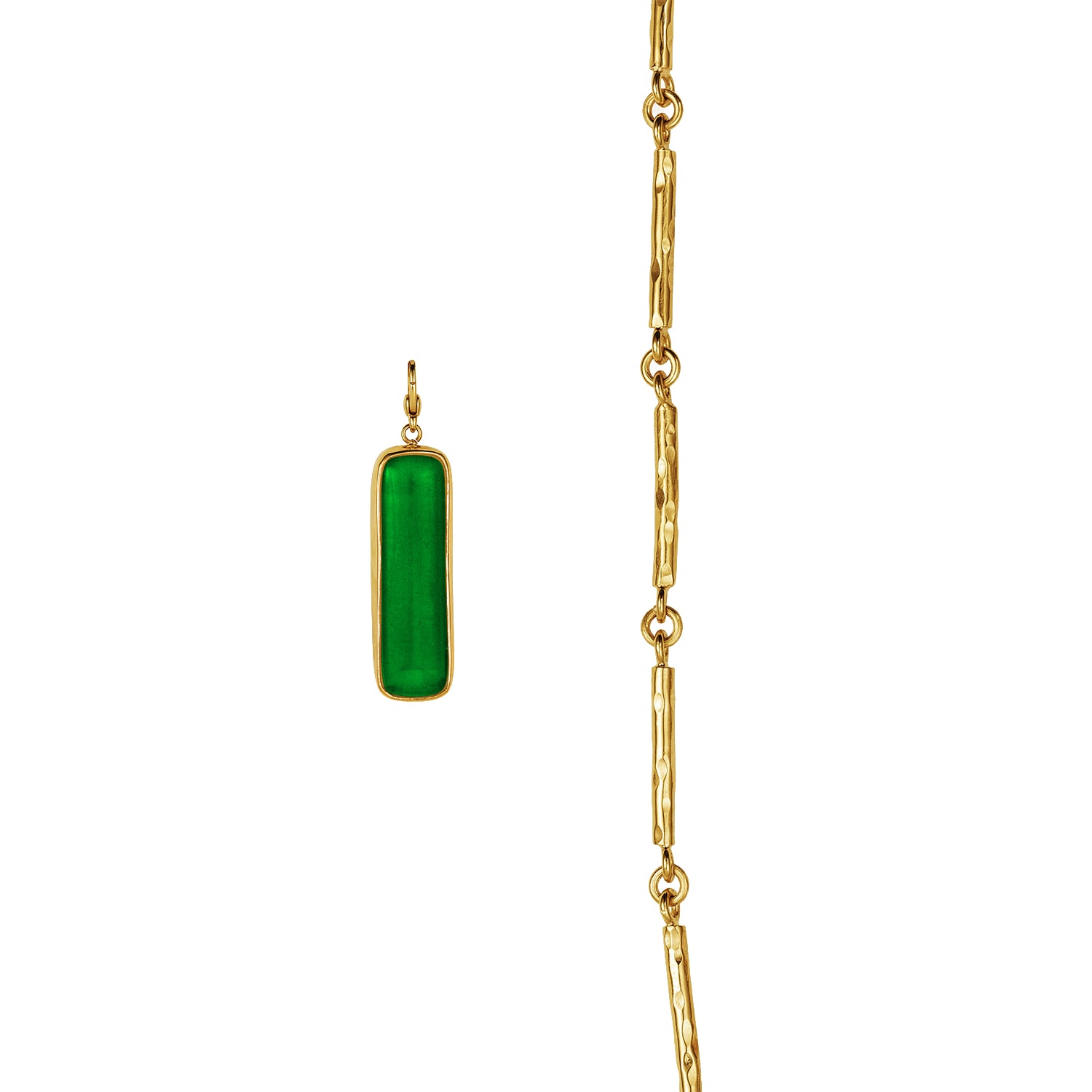 Soko Inc. Women's Gold / Green Umbo Rectangle Necklace Charm & Nyundo Chain Necklace Set