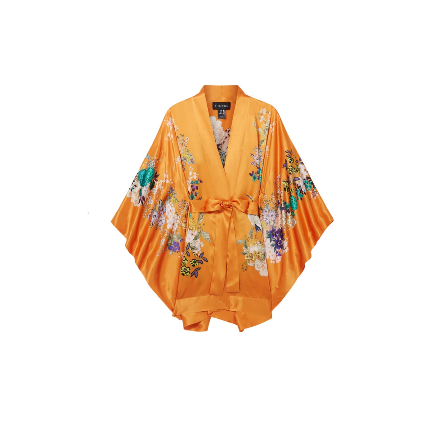 Meng Women's Yellow / Orange Orange Silk Satin Short Kimono In Burgundy