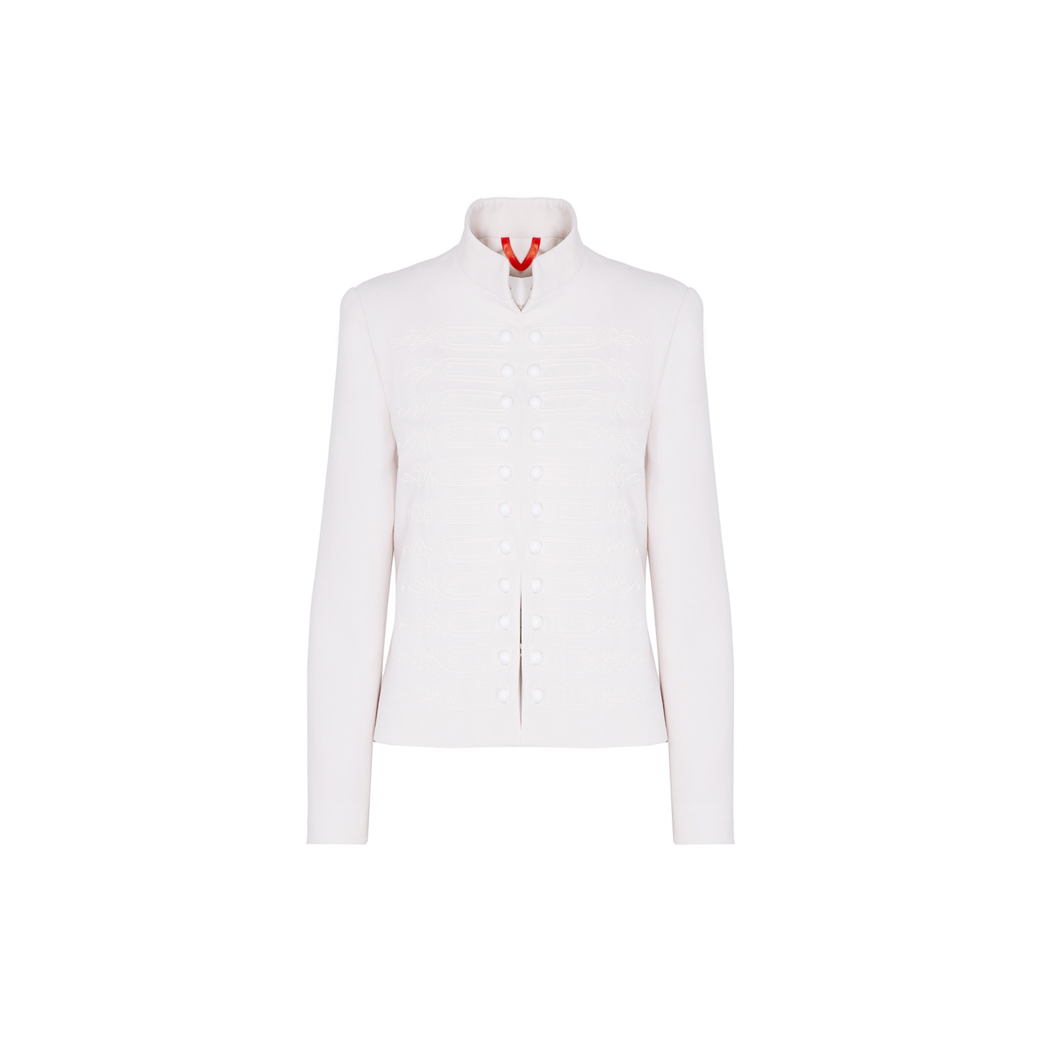 The Extreme Collection Women's White Embroidered Military-inspired Fitted Jacket Bianca White In White