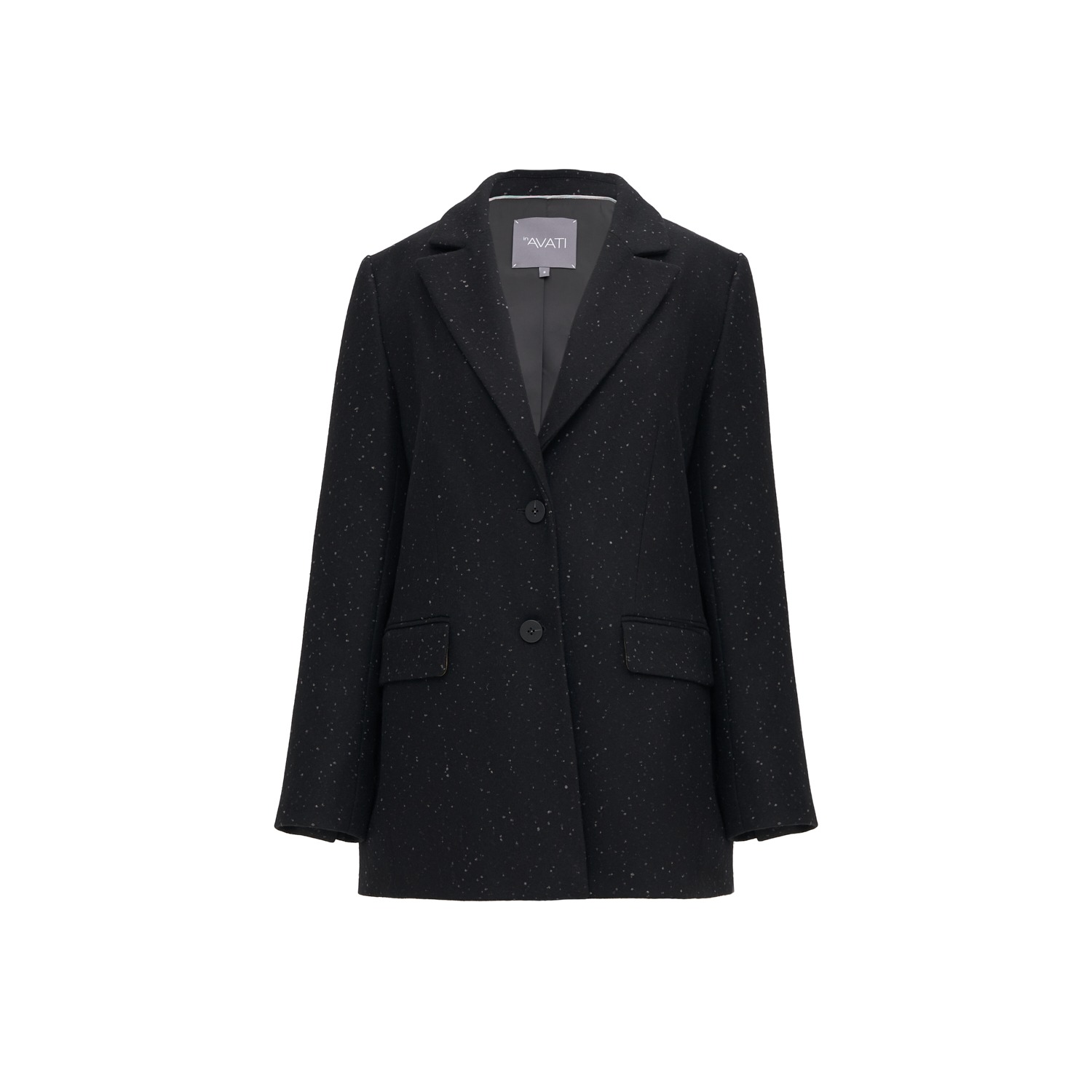 Inavati Women's Black Single-breasted Jacket With Diagonal Split In Black