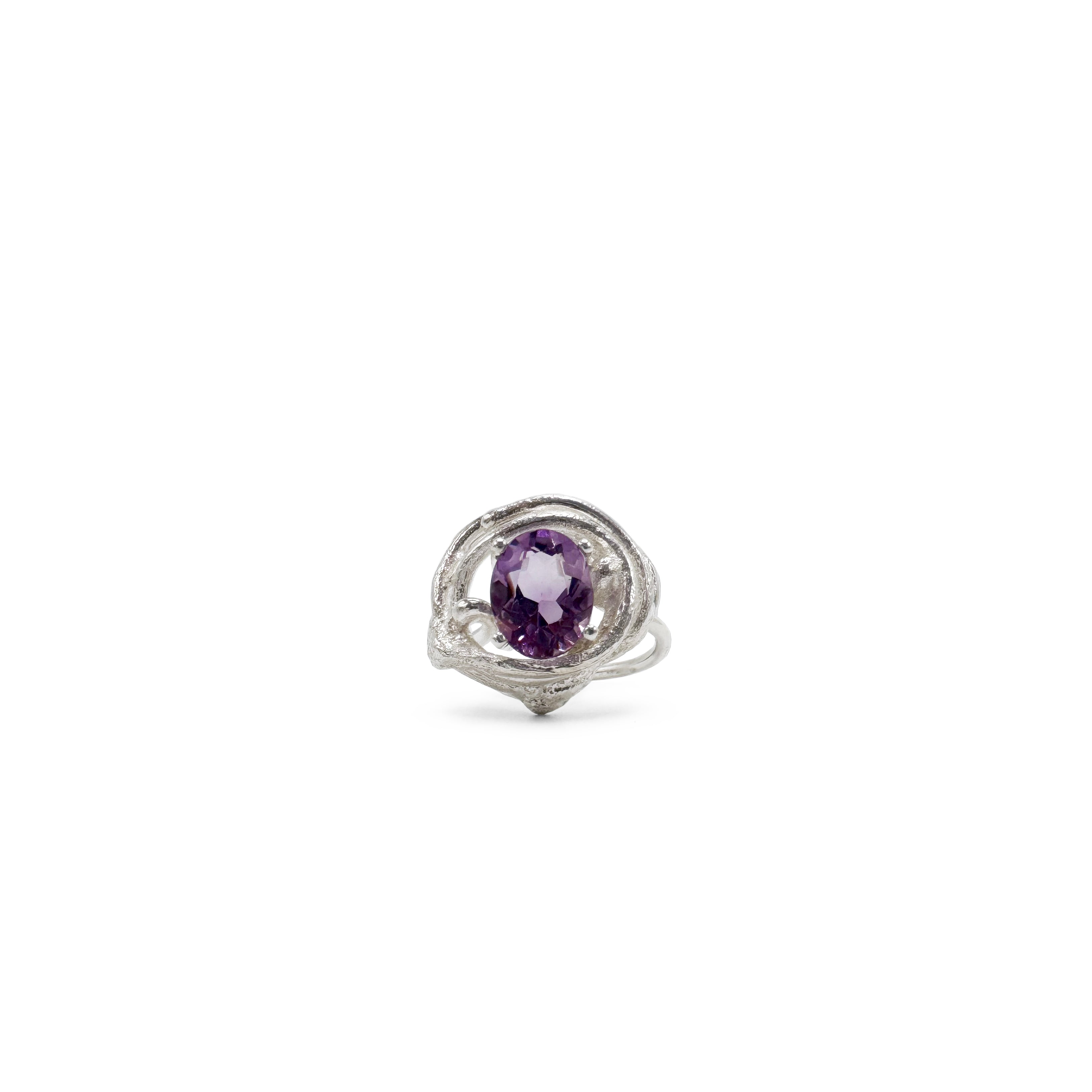 Gillian Trask Women's Pink / Purple / Silver Sculpture Ring - Sterling Silver, Amethyst