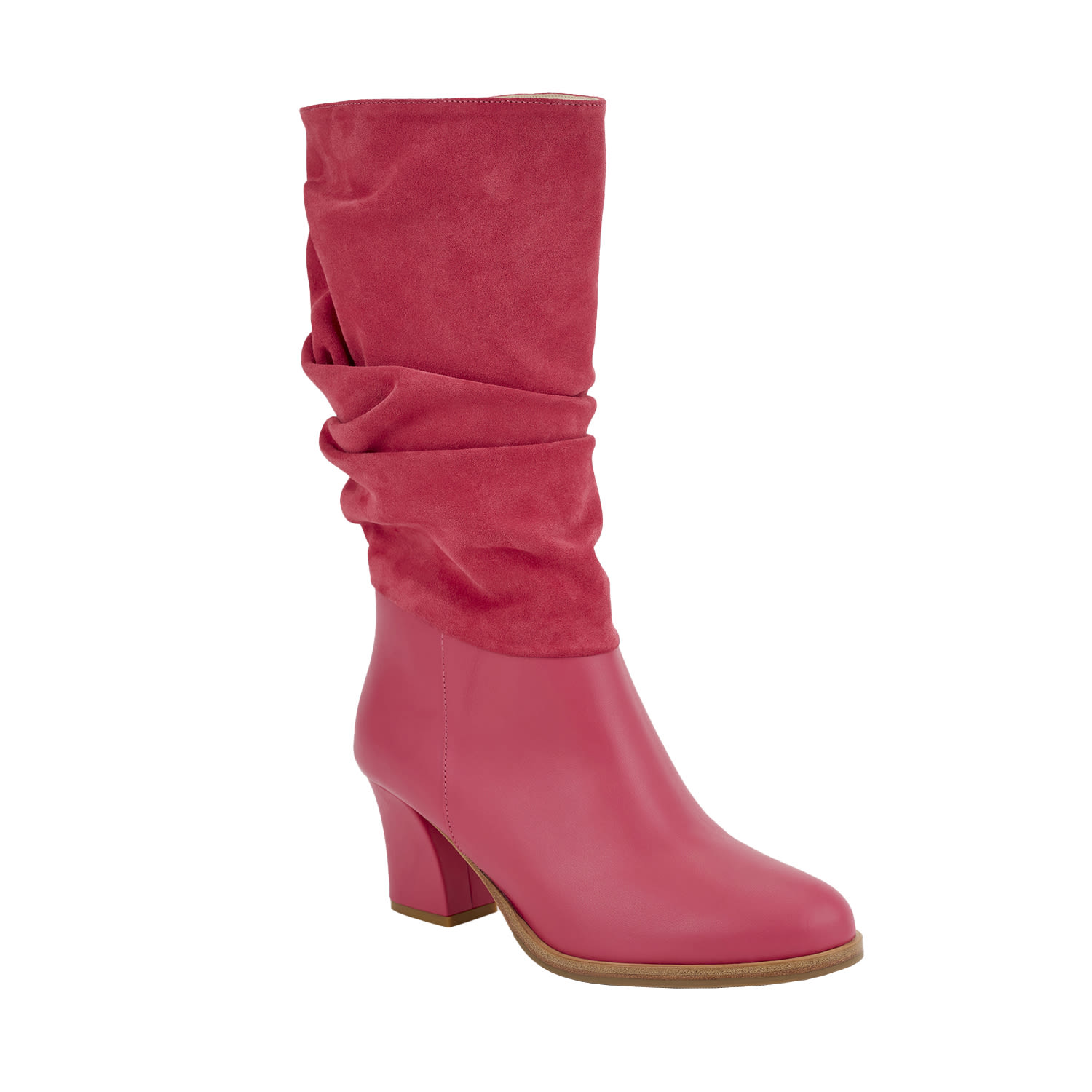 Moon D'elle Women's Red / Pink Nube Boots In Ruffled Cipria In Pink