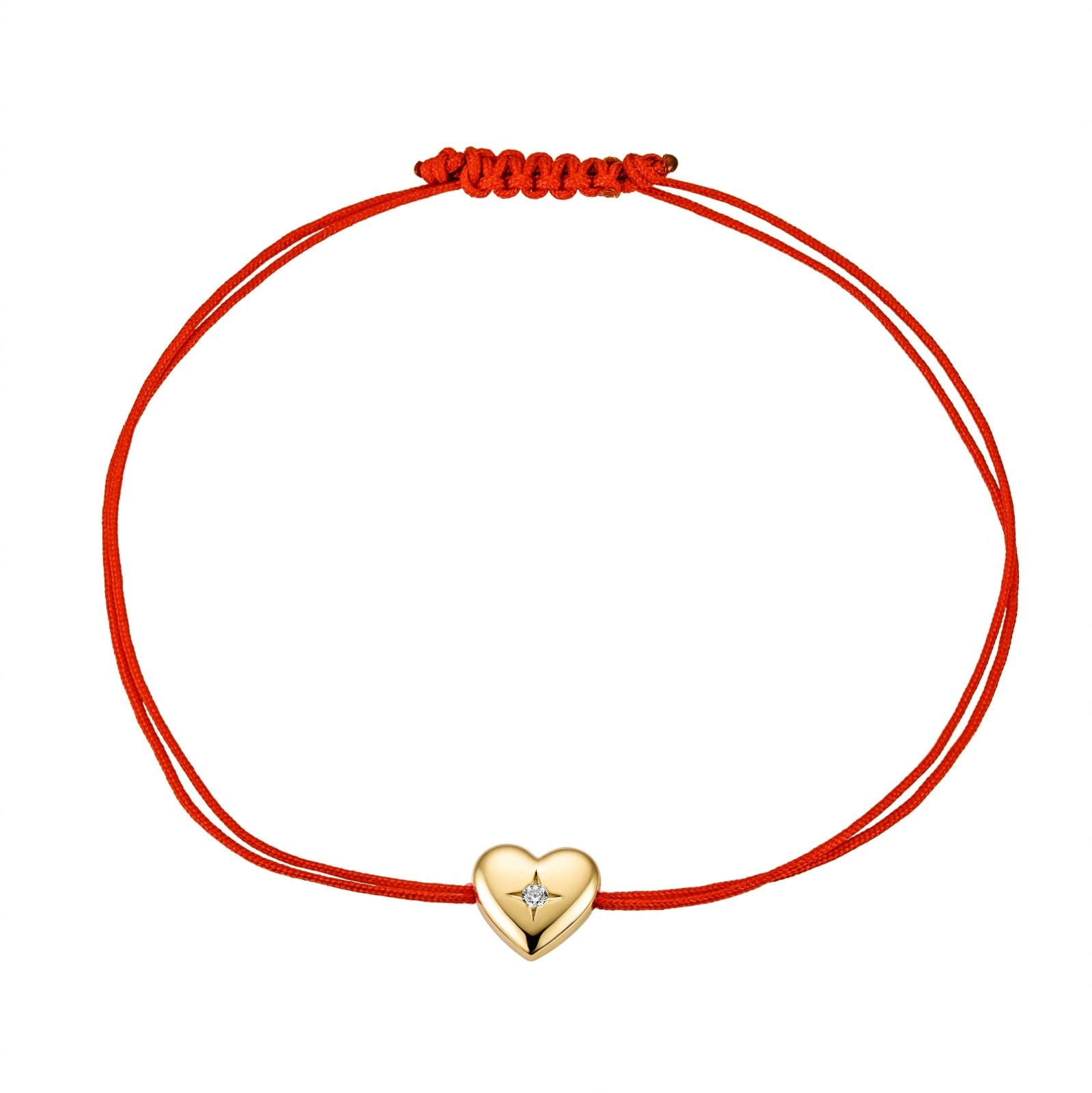Nazzar Women's Gold / Red Gold Heart Red String Bracelet