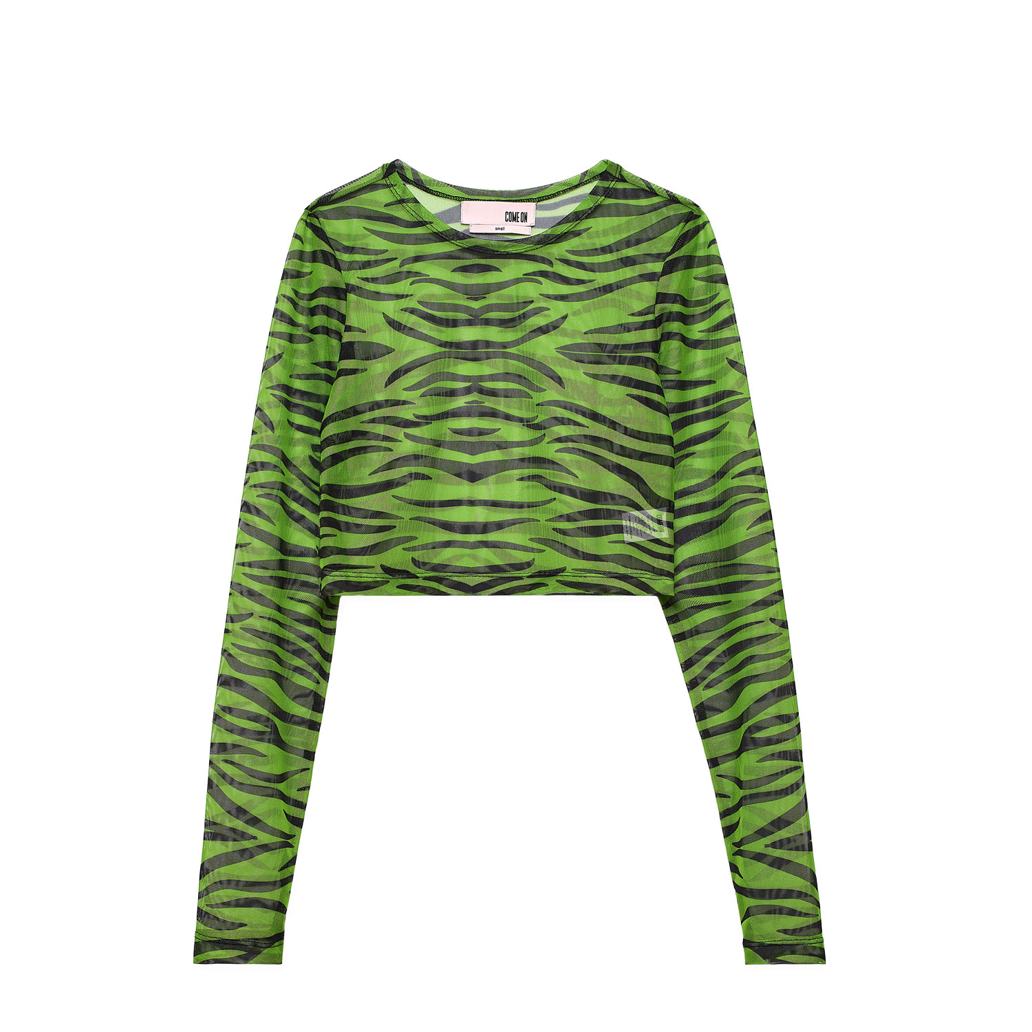 Come On Women's Black / Green Animal Print Green  Crop Top In Multi