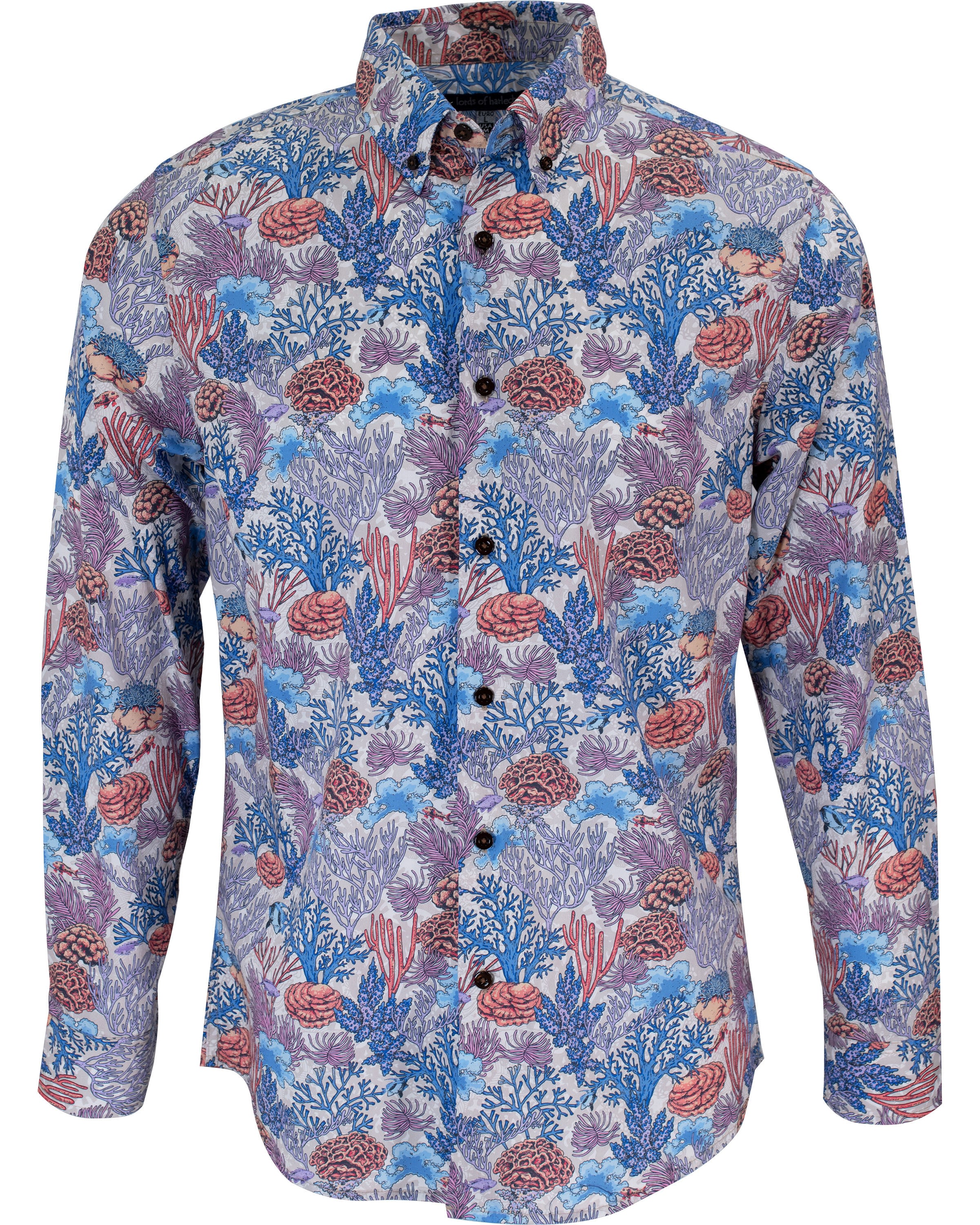 Men’s Blue / Yellow / Orange Morris Coral Garden Shirt In Pumice Small Lords of Harlech