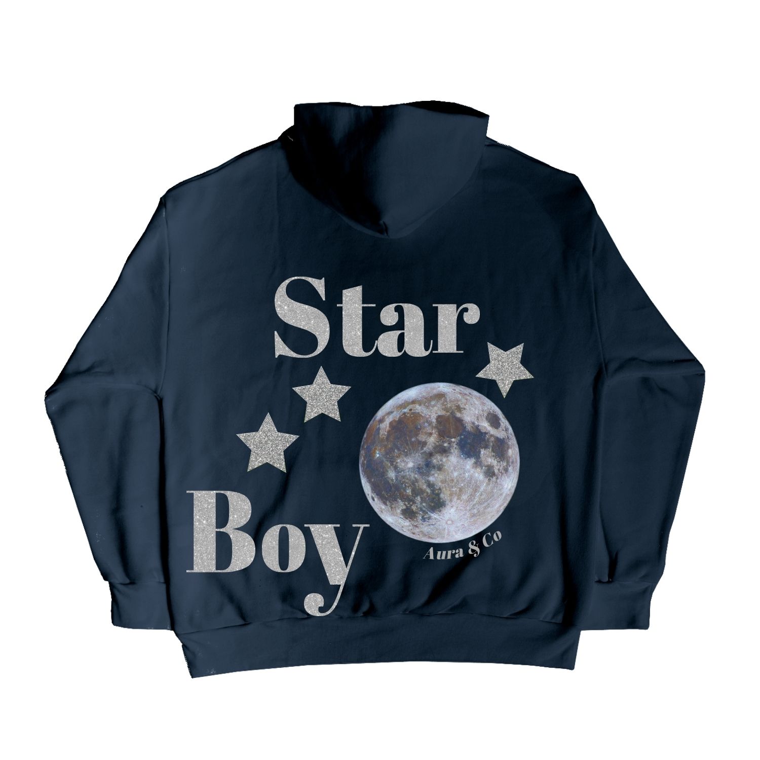Aura & Co Blue / Silver Star Boy Hoodie In Blue/silver