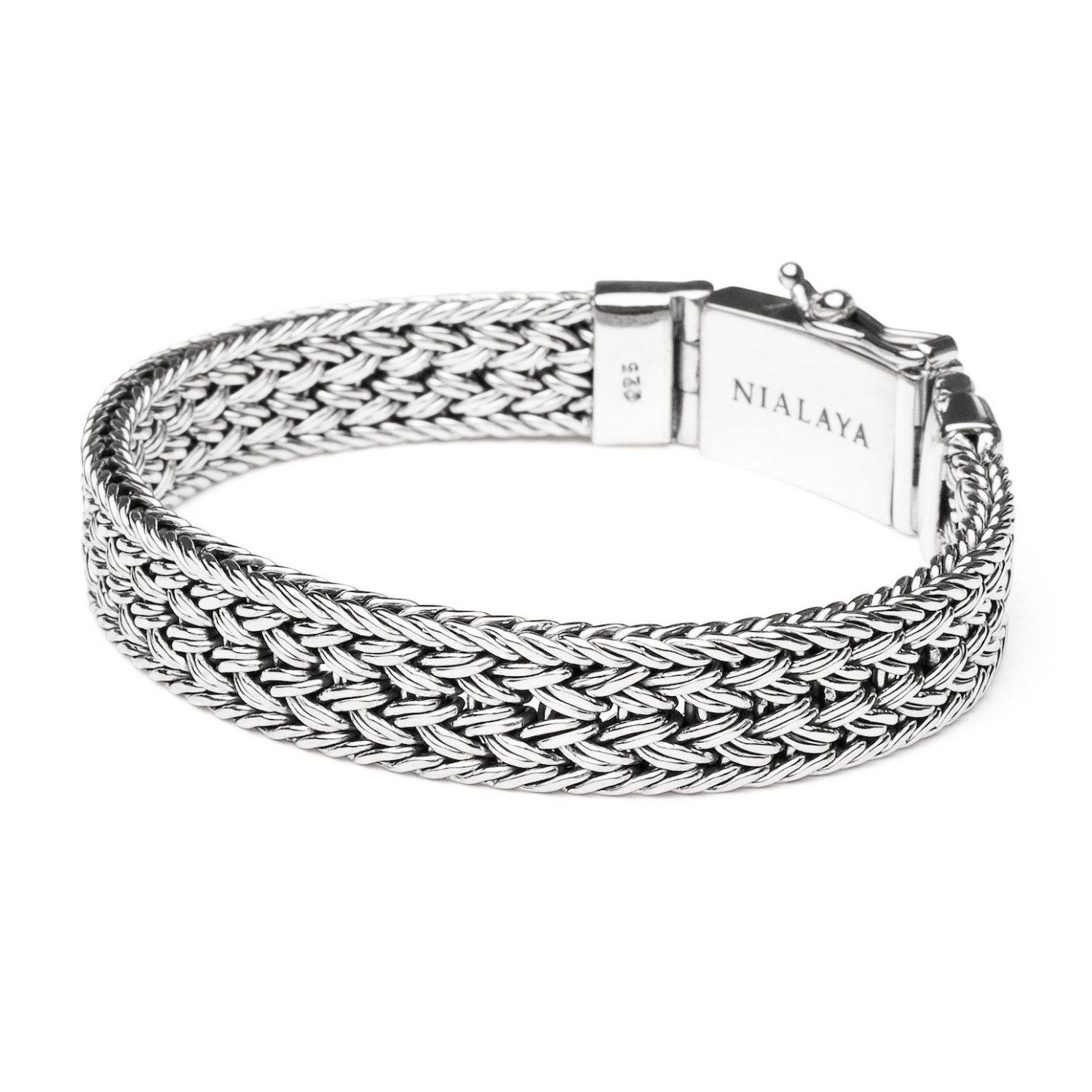 Men's Delicate Sterling Silver Bangle with Hook Clasp