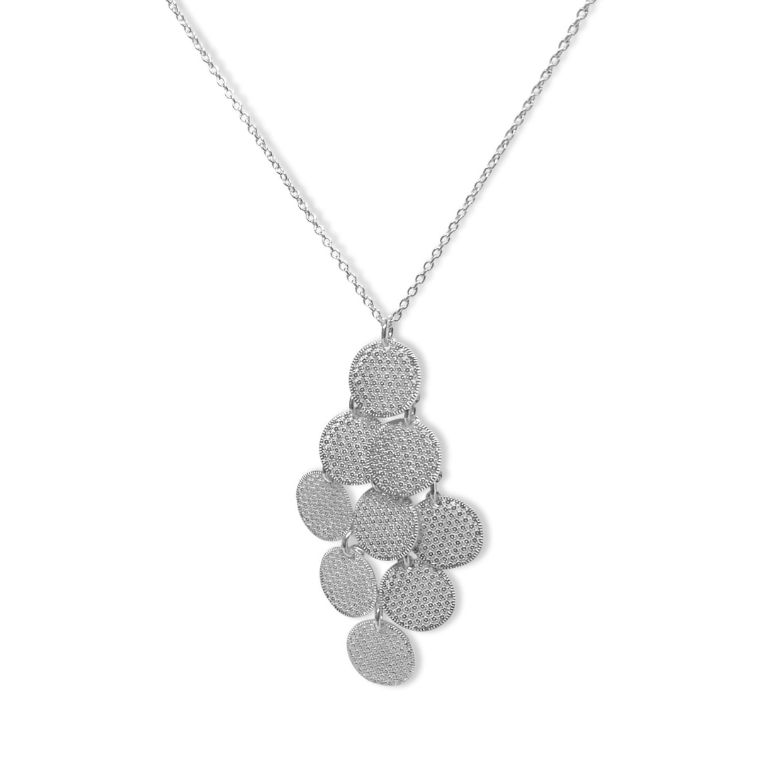 Fv Jewellery Women's Silver Bijoux Multi Layer Disc Necklace In Silver