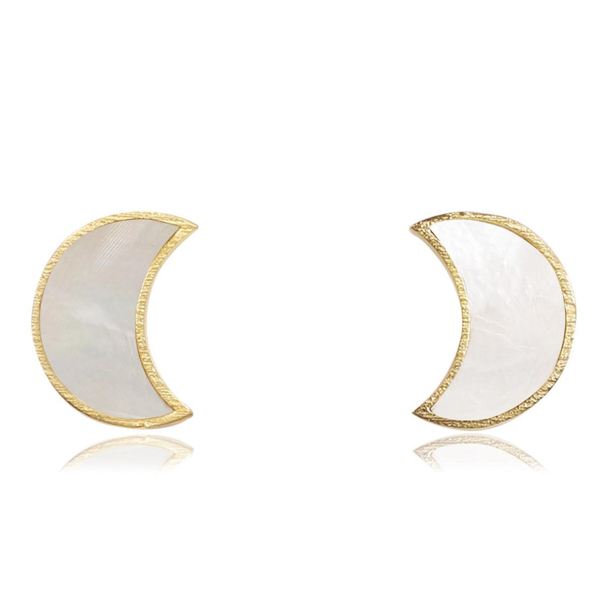 Lila Rasa Women's Gold Moon Studs Earrings Mother Of Pearl In Gold