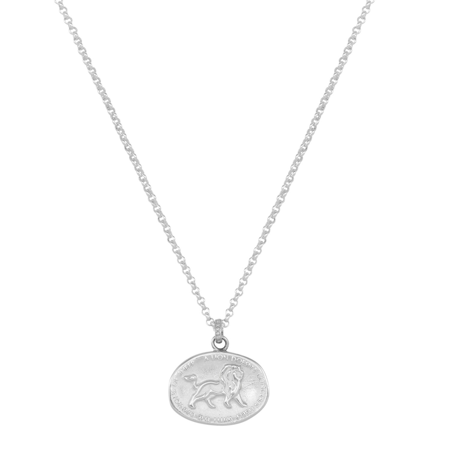 Dower & Hall Silver Mens Lion Story Necklace In Gray