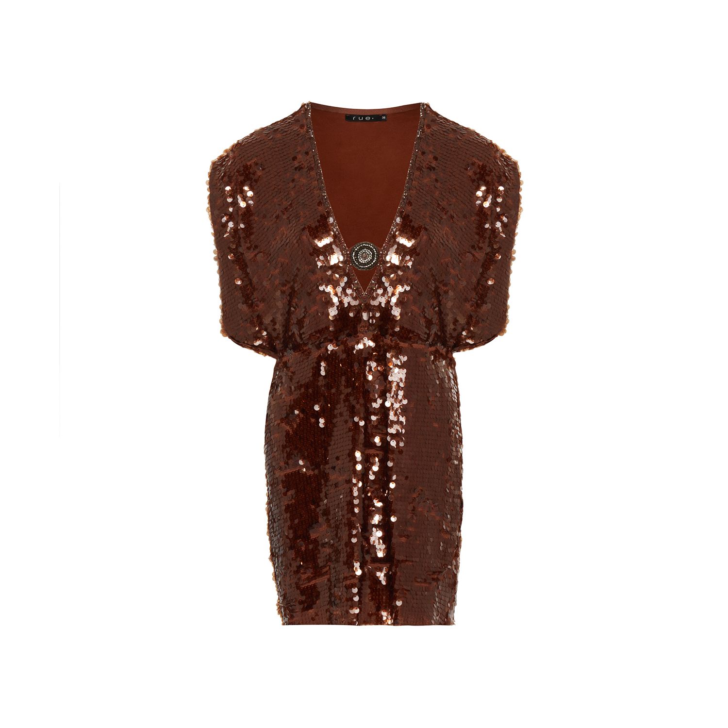 Rue Les Createurs Women's Mini Sequin Brown Dress In Brown
