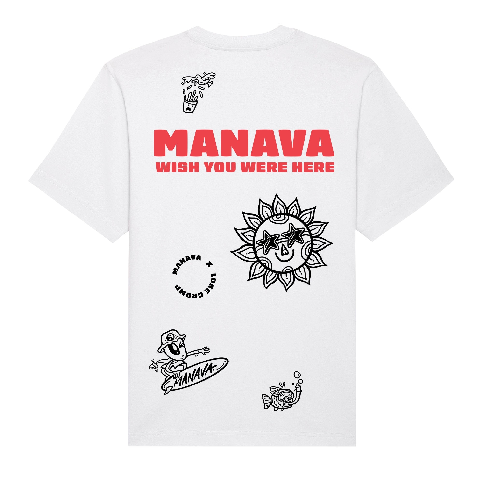 Manava Men's White Luke Crump Multi Placement T-shirt In White