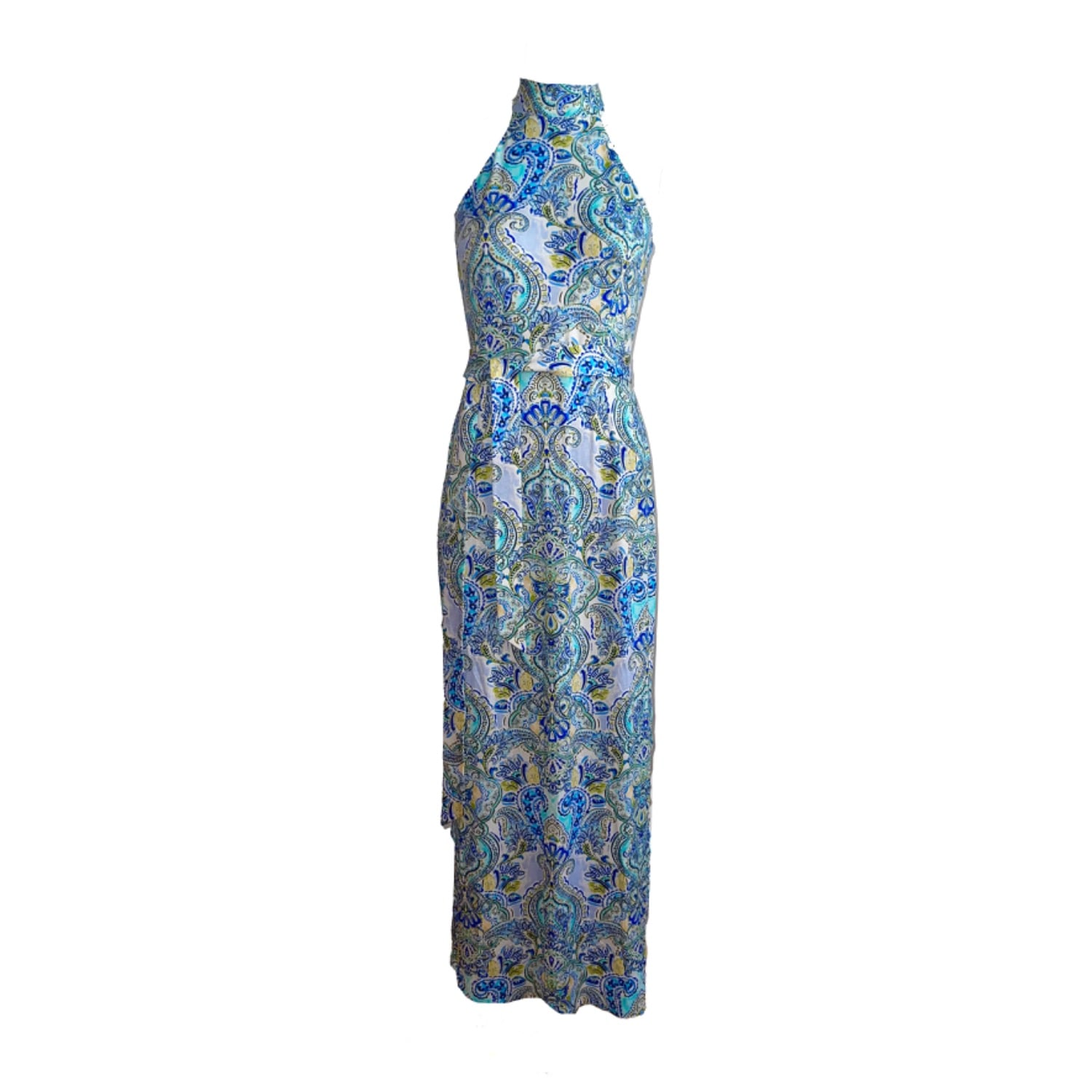 Women's Blue High-Neck Stretch Jersey Nolita Maxi Dress | Extra Small | Introvertie Vienna
