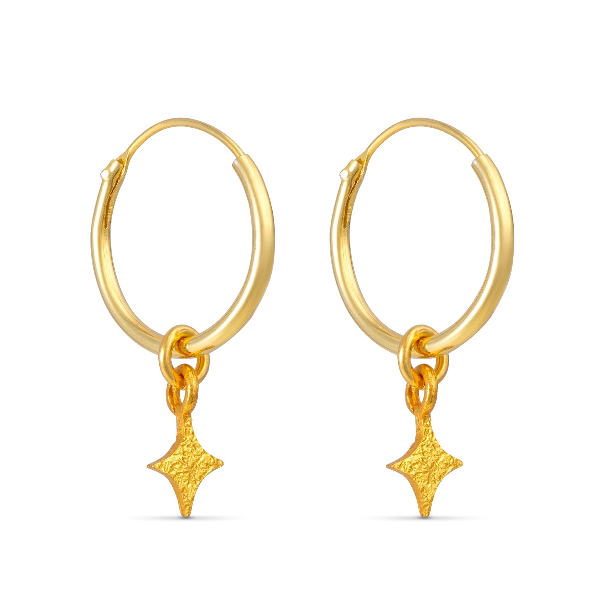 Women’s Astra Star Textured Charm Hoop Earrings - Gold Lunar James