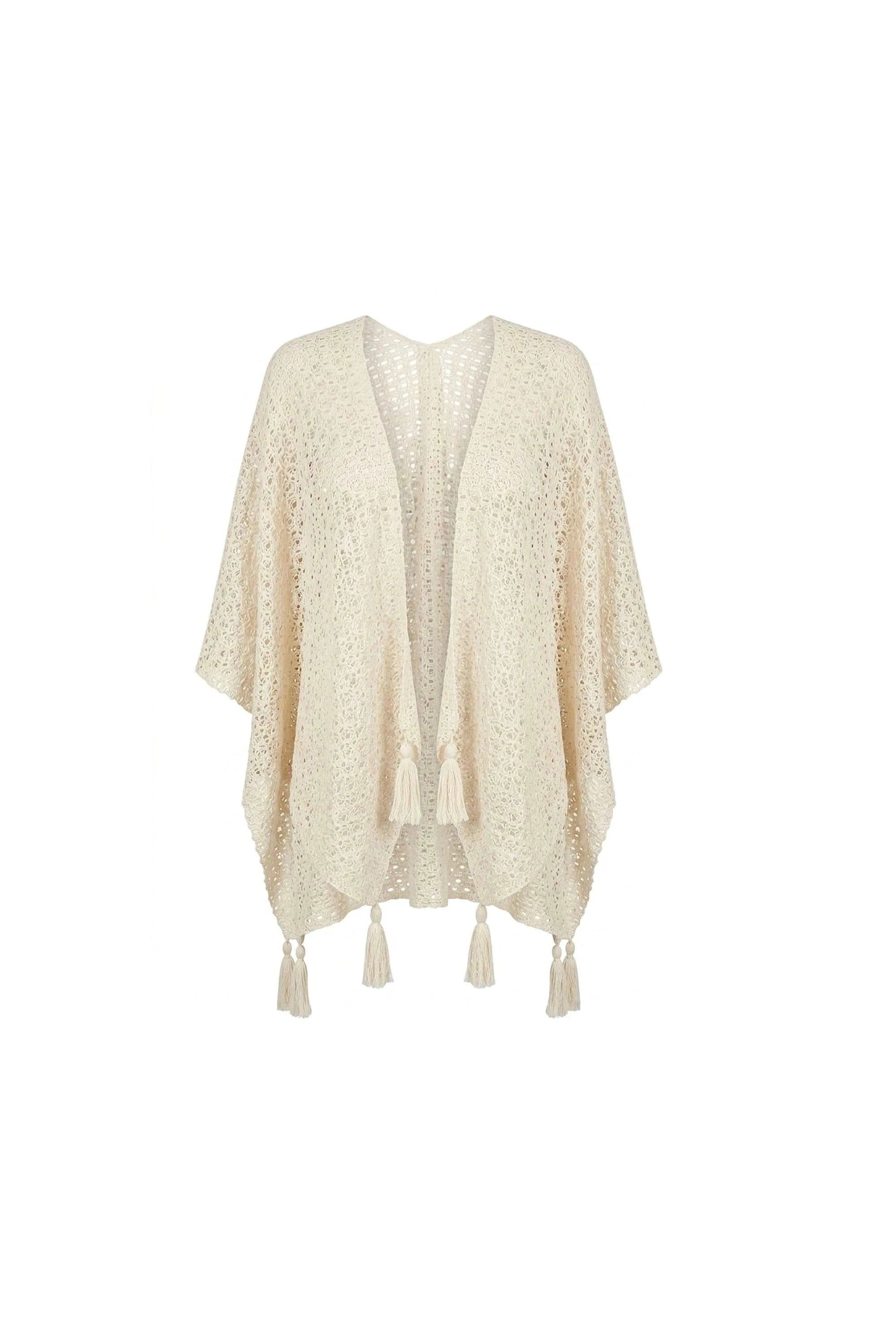Women's Neutrals Cream Lattice Knit Kaftan | One Size | James Lakeland